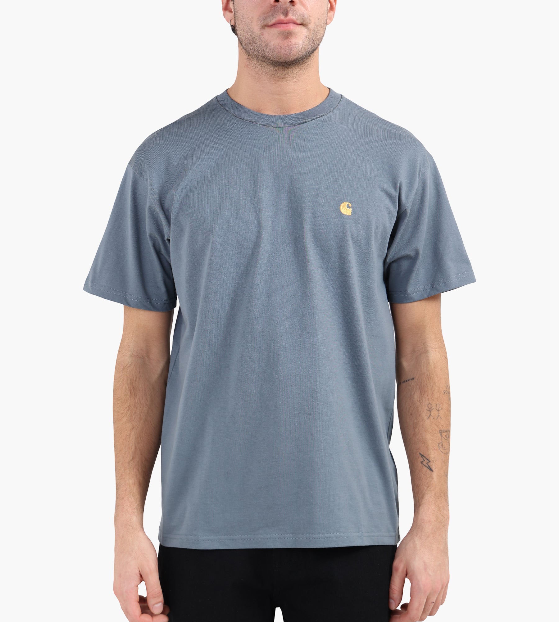 Carhartt WIP Chase T-Shirt Cozy Blue Gold - Carhartt WIP - Clothing