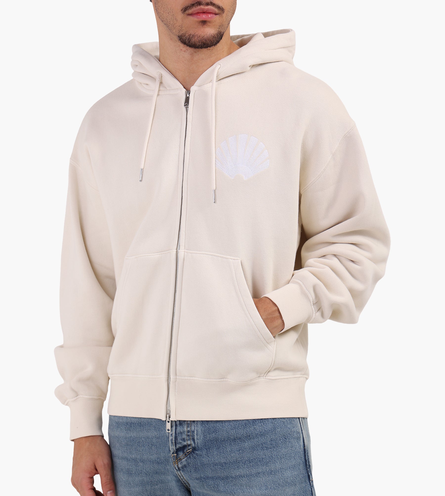 New Amsterdam Surf Association Logo Zip Hoodie Ecru White