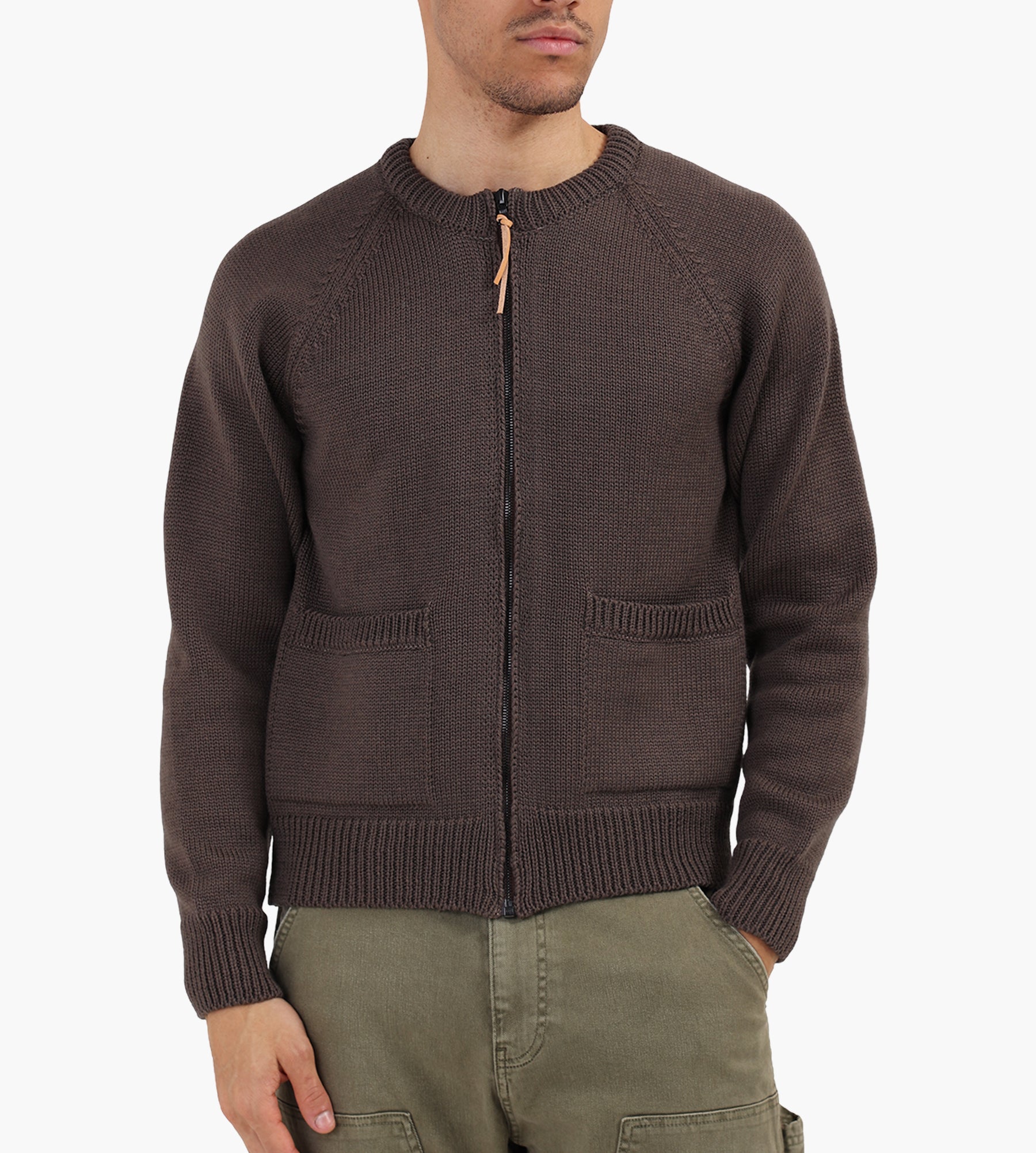 Café-Mountain Zip Through Raglan Knit Earth