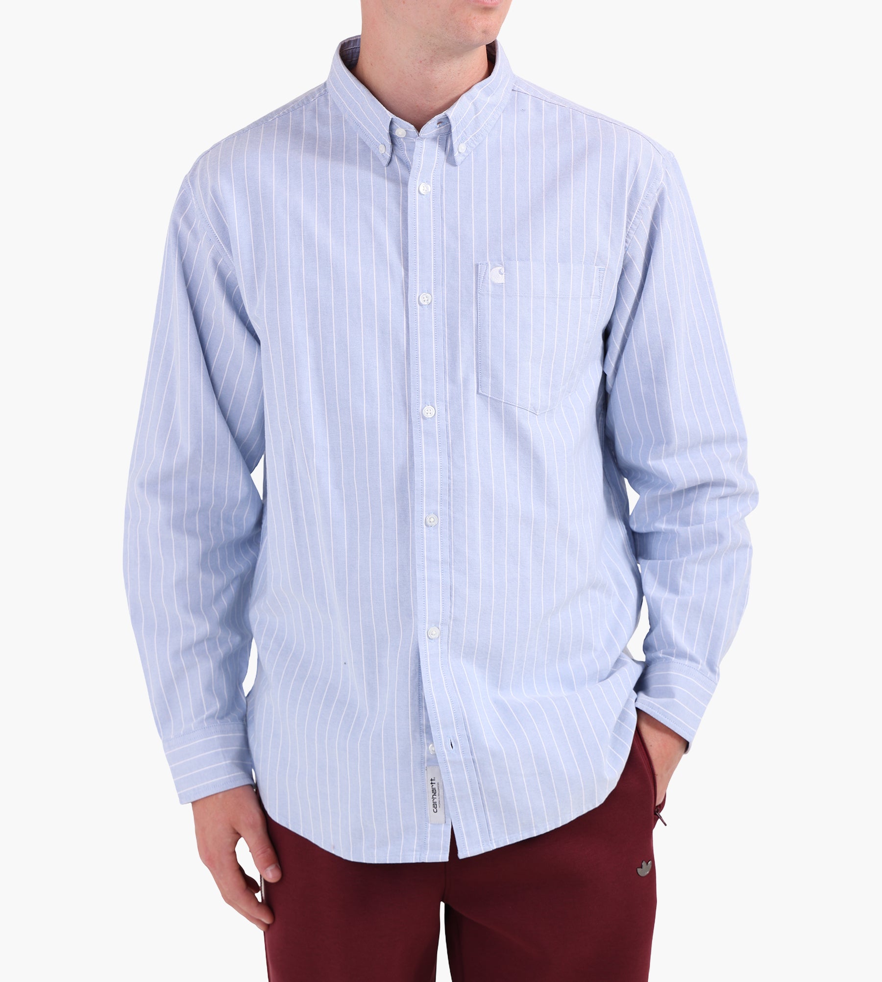 Carhartt WIP Long Sleeve Cassel Shirt Cassel Stripe Bleach White