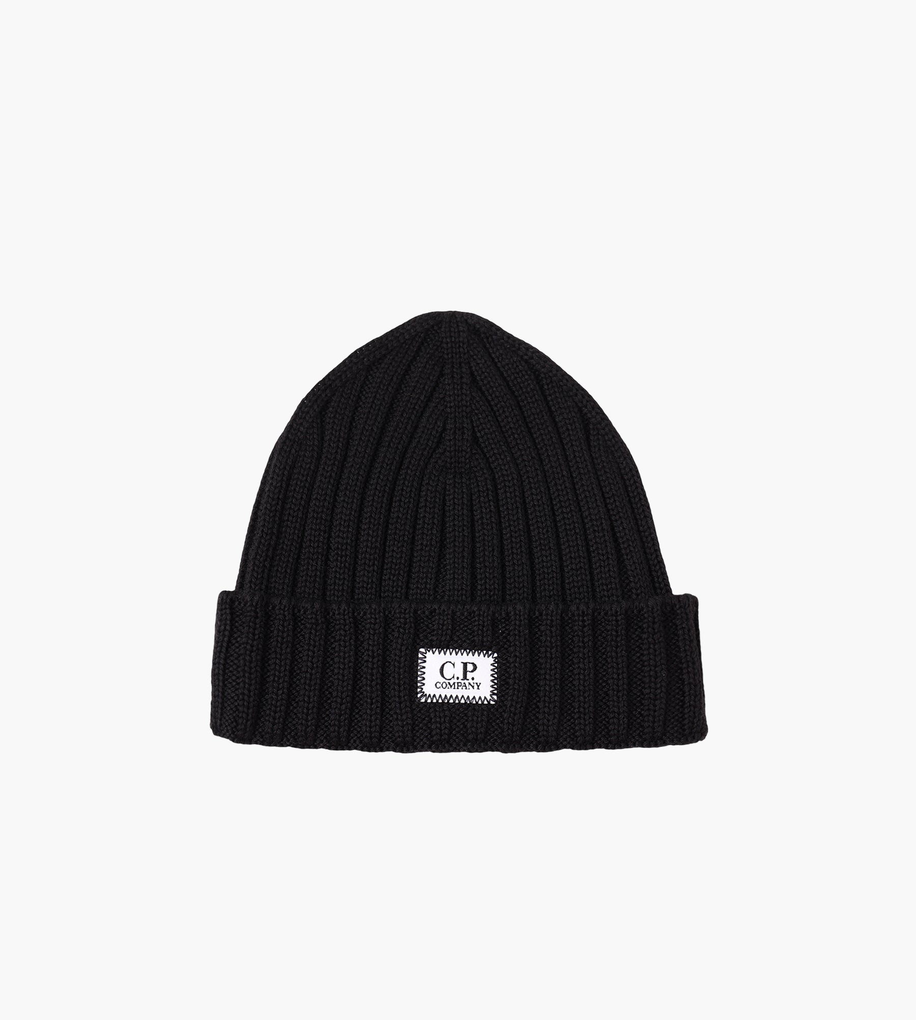 C.P. Company Accessories Knit Cap In Extrafine Merino Wool Black