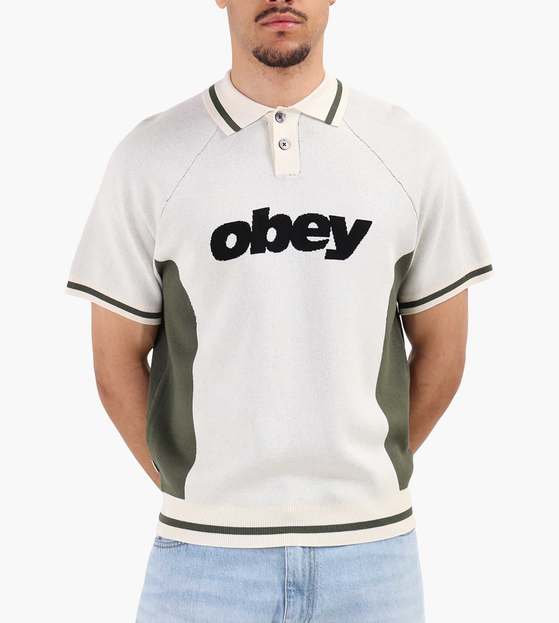 Obey Sport Polo Sweater Unbleached Multi