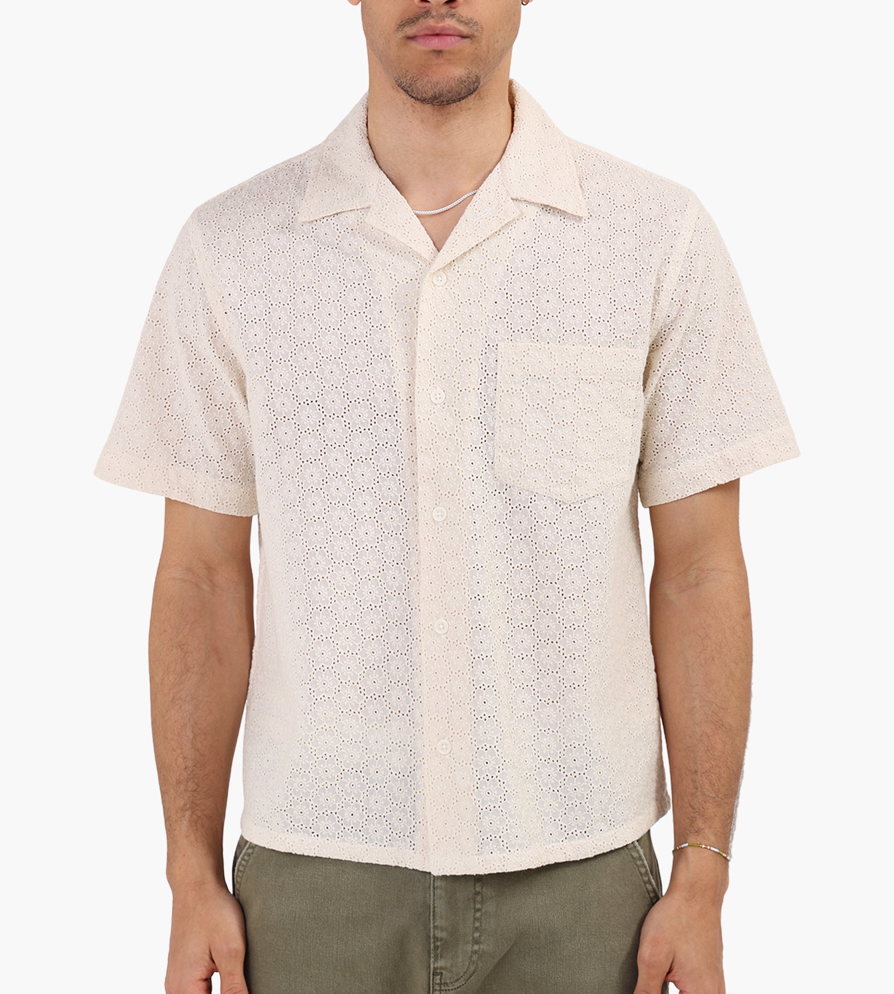 Corridor Floral Eyelet Short Sleeve Shirt Natural
