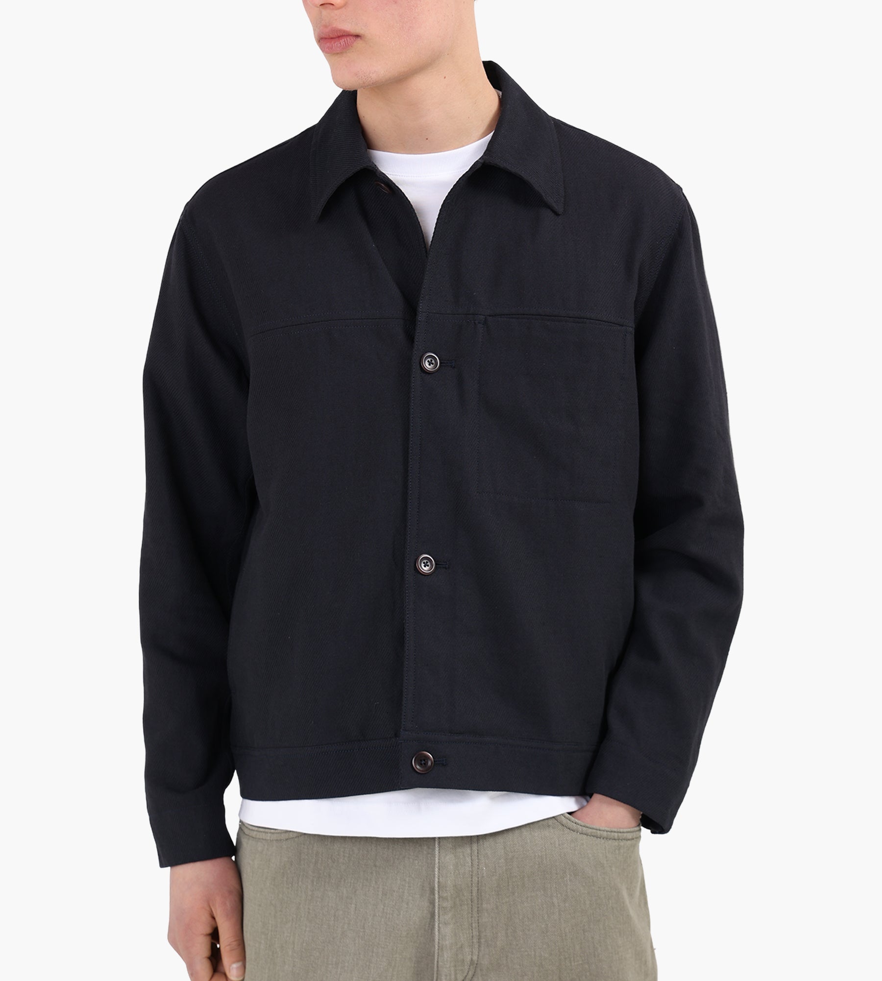 Norse Projects Arresskov Cotton Linen Twill Overshirt Dark Navy