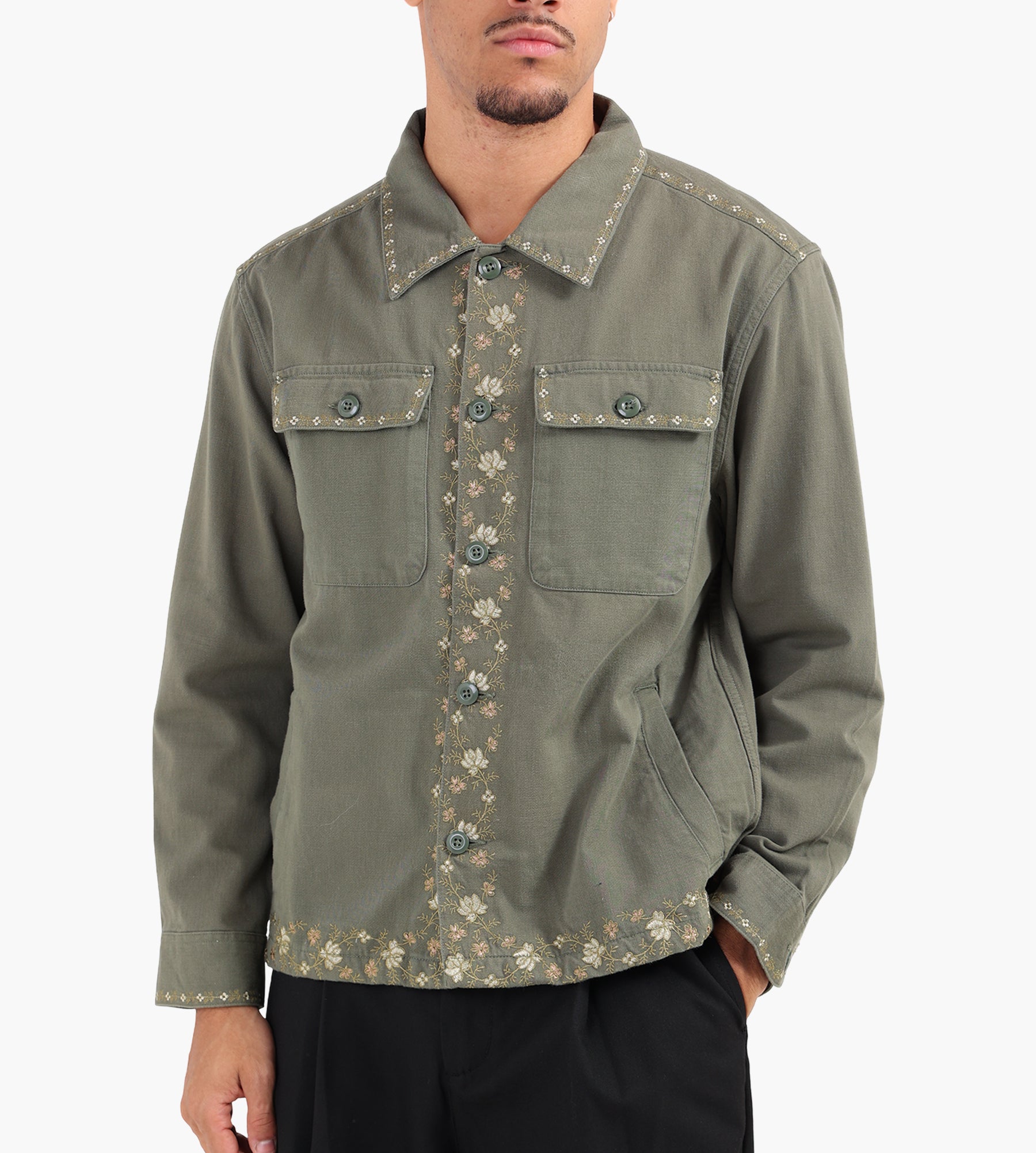 Corridor Embroidered Military Jacket Olive