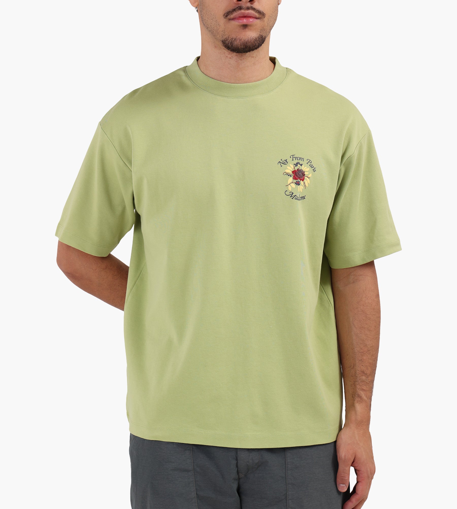 Drôle de Monsieur T-Shirt Slogan Rose Light Olive