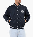 Sporty & Rich H&W Crest Oversized Varsity Jacket Dark Navy White White