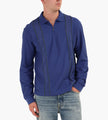 Palmes Lace Long Sleeve Zip Polo Blue