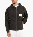 Bram's Fruit Chest Pocket Zipper Hoodie Washed Charcoal