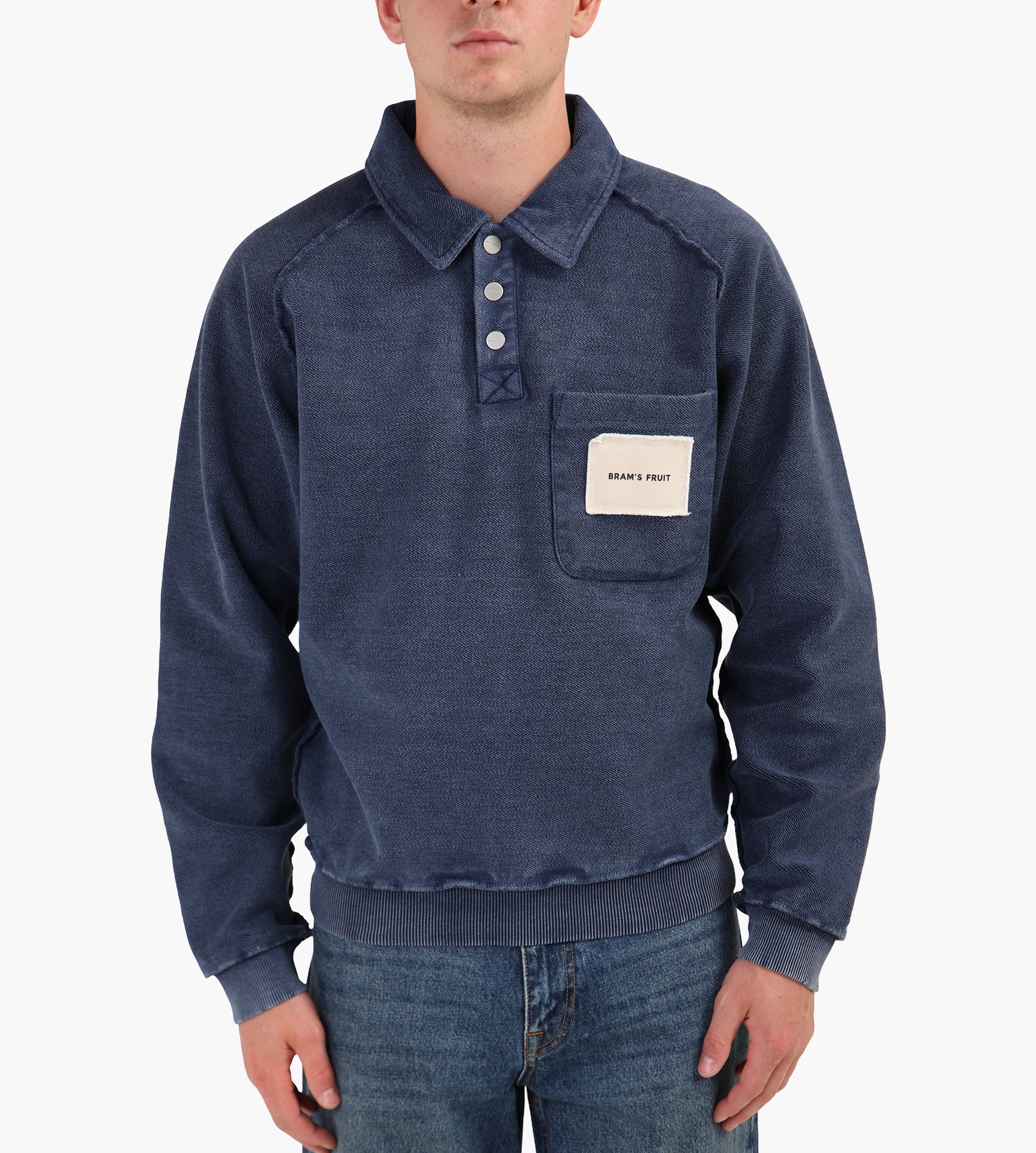 Bram's Fruit Chest Pocket Sweat Polo Washed Midnight Blue