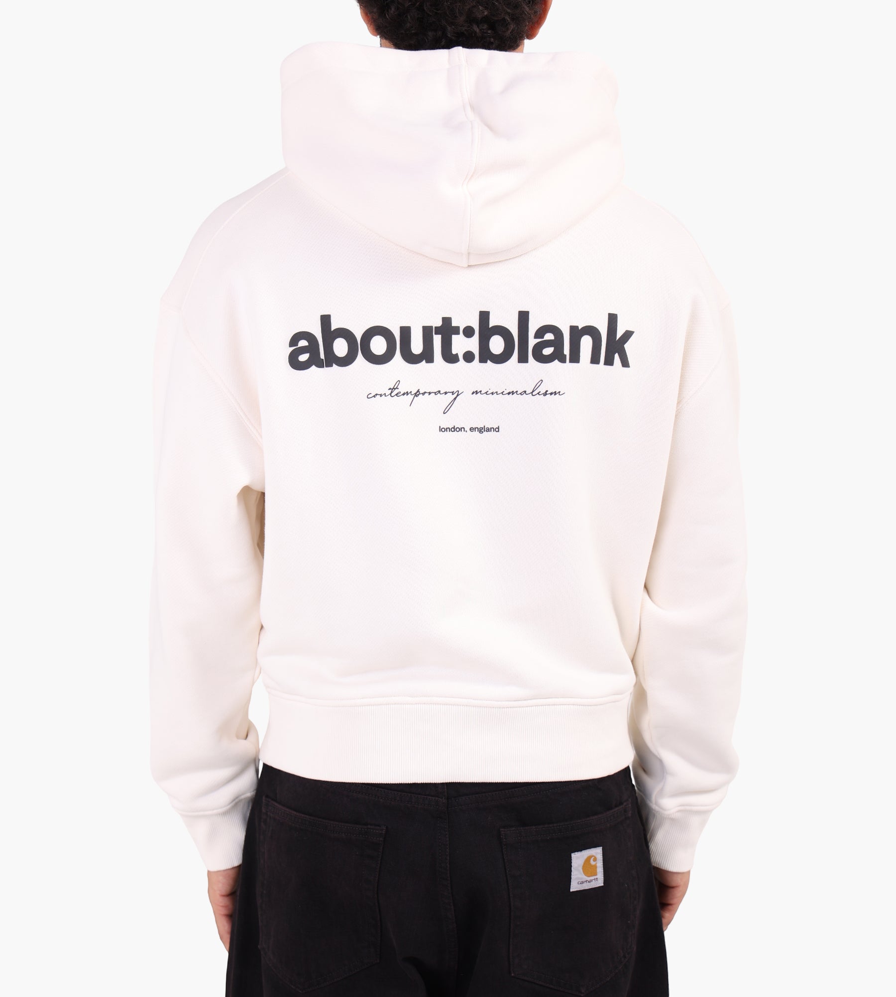 about:blank Box Hoodie Cotton Ecru Black