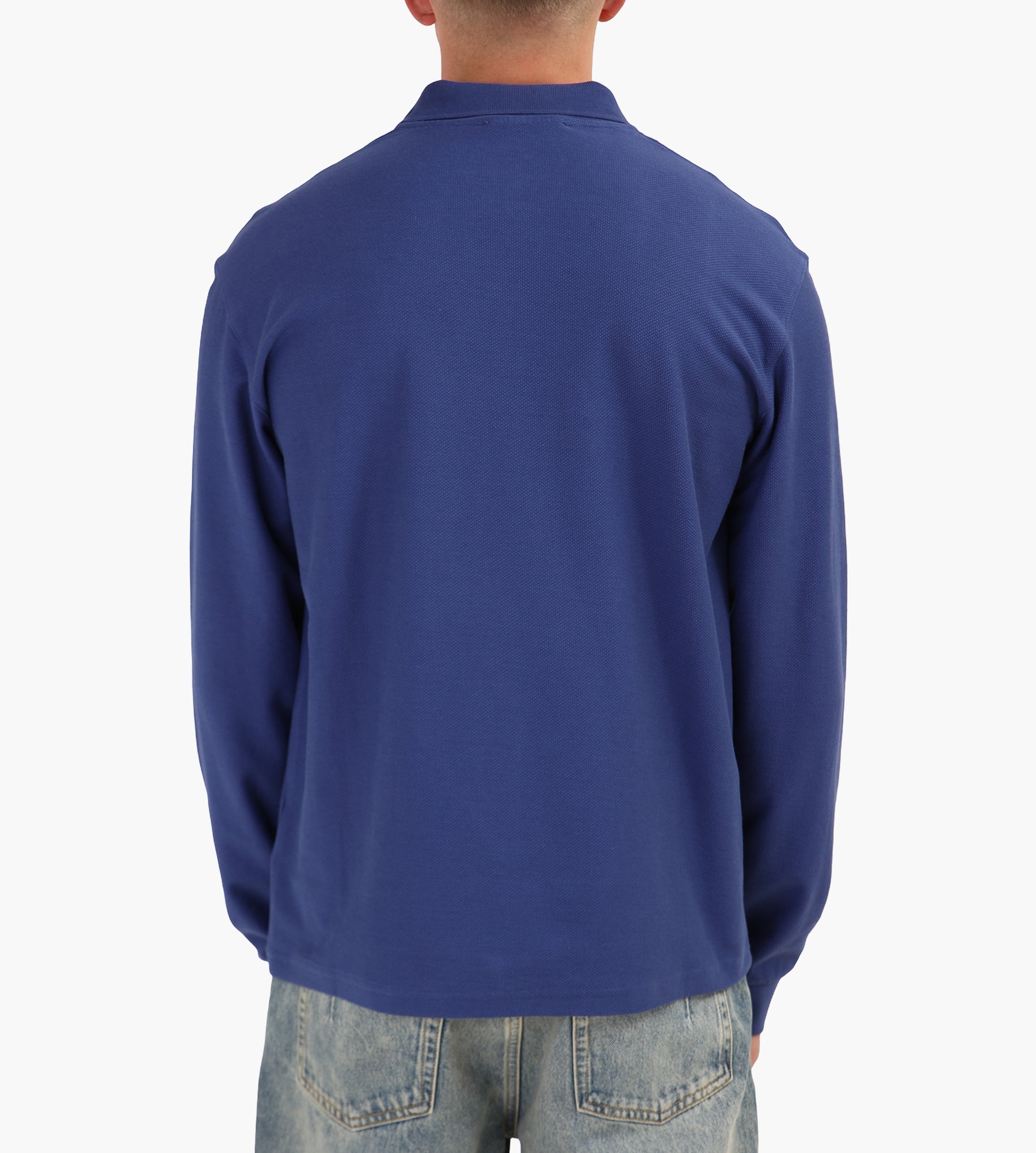 Palmes Lace Long Sleeve Zip Polo Blue