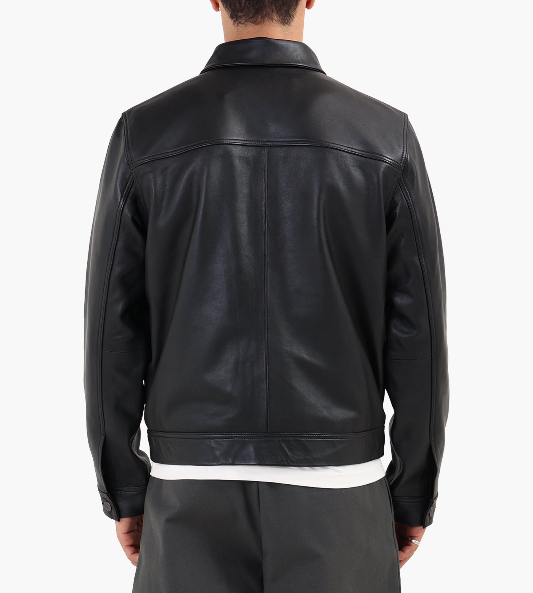 Won Hundred Clayton Leather Shirt Jacket Black
