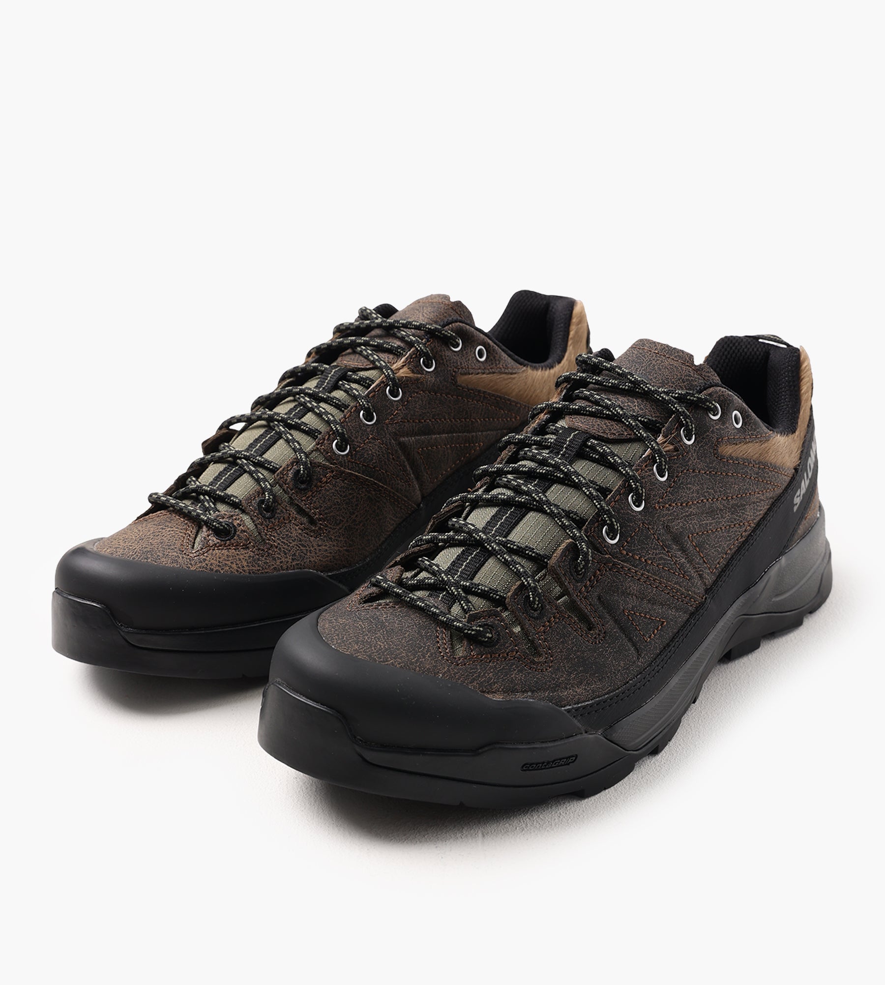 Salomon X-ALP LOW DISTRESSED LEATHER Dark Earth Black Deep Lichen Green