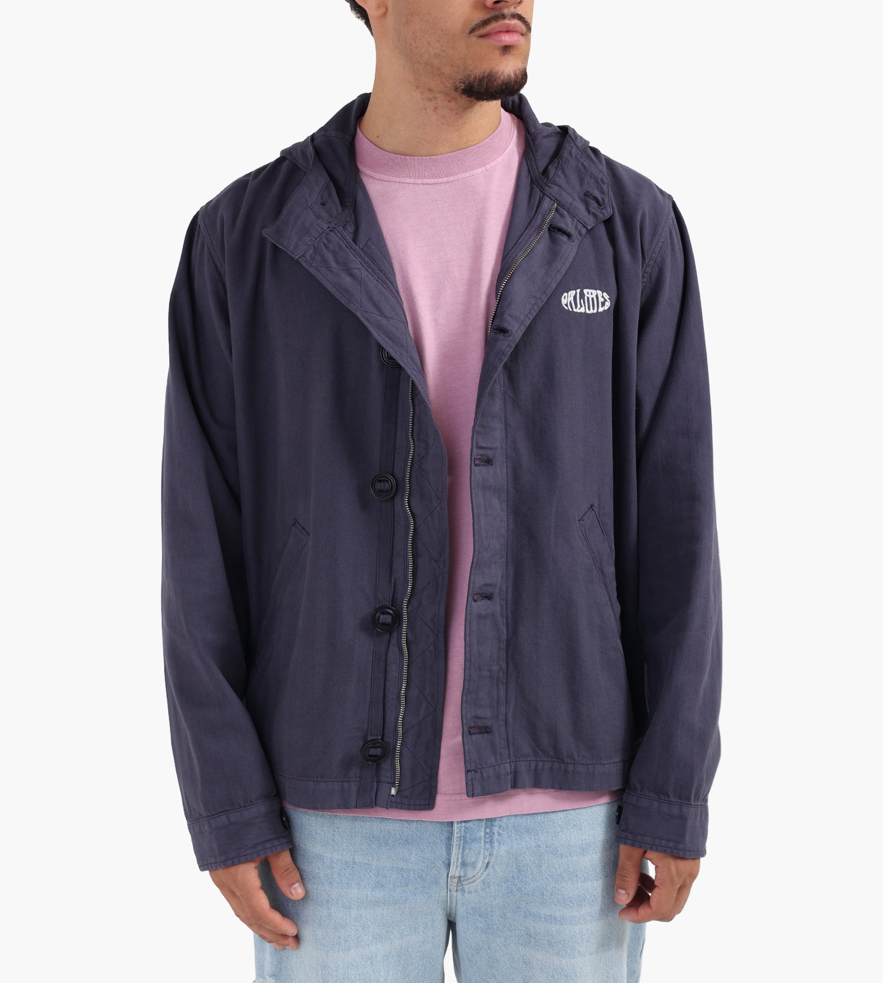 Palmes Herringbone Hooded Jacket Dark Blue