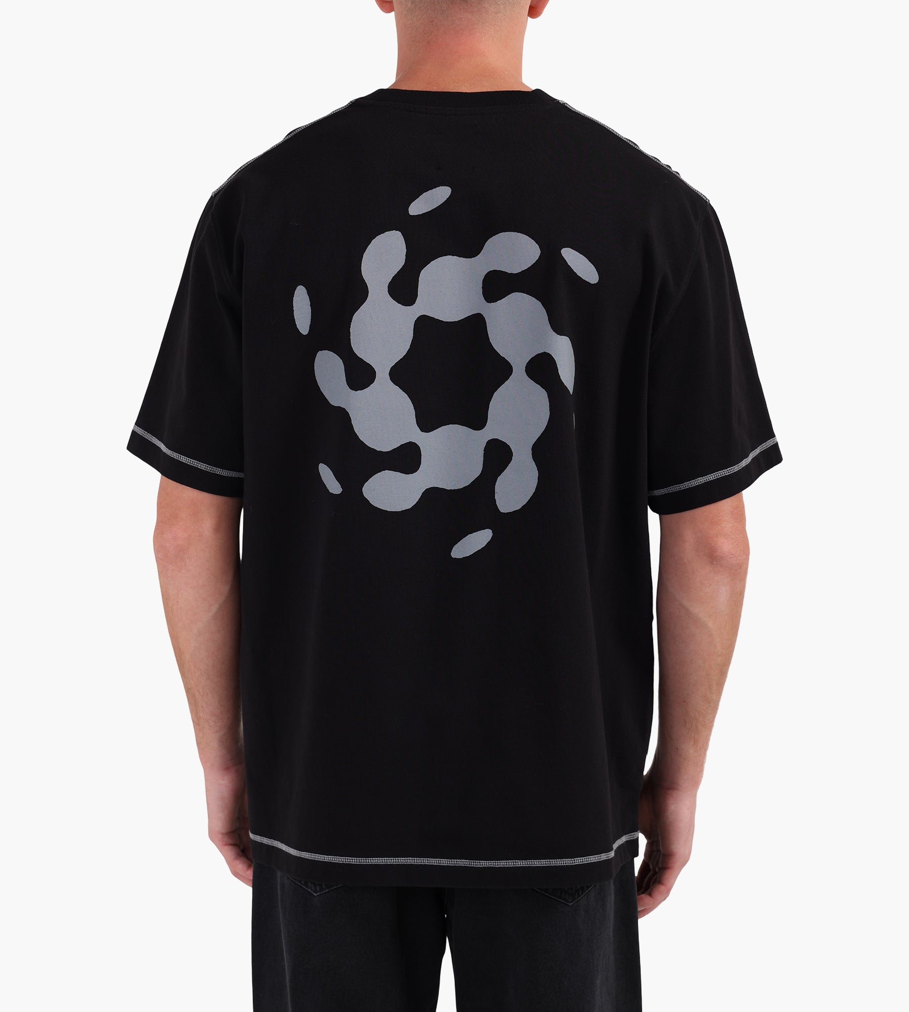 ROA Info Stitch Organic T Shirt Black