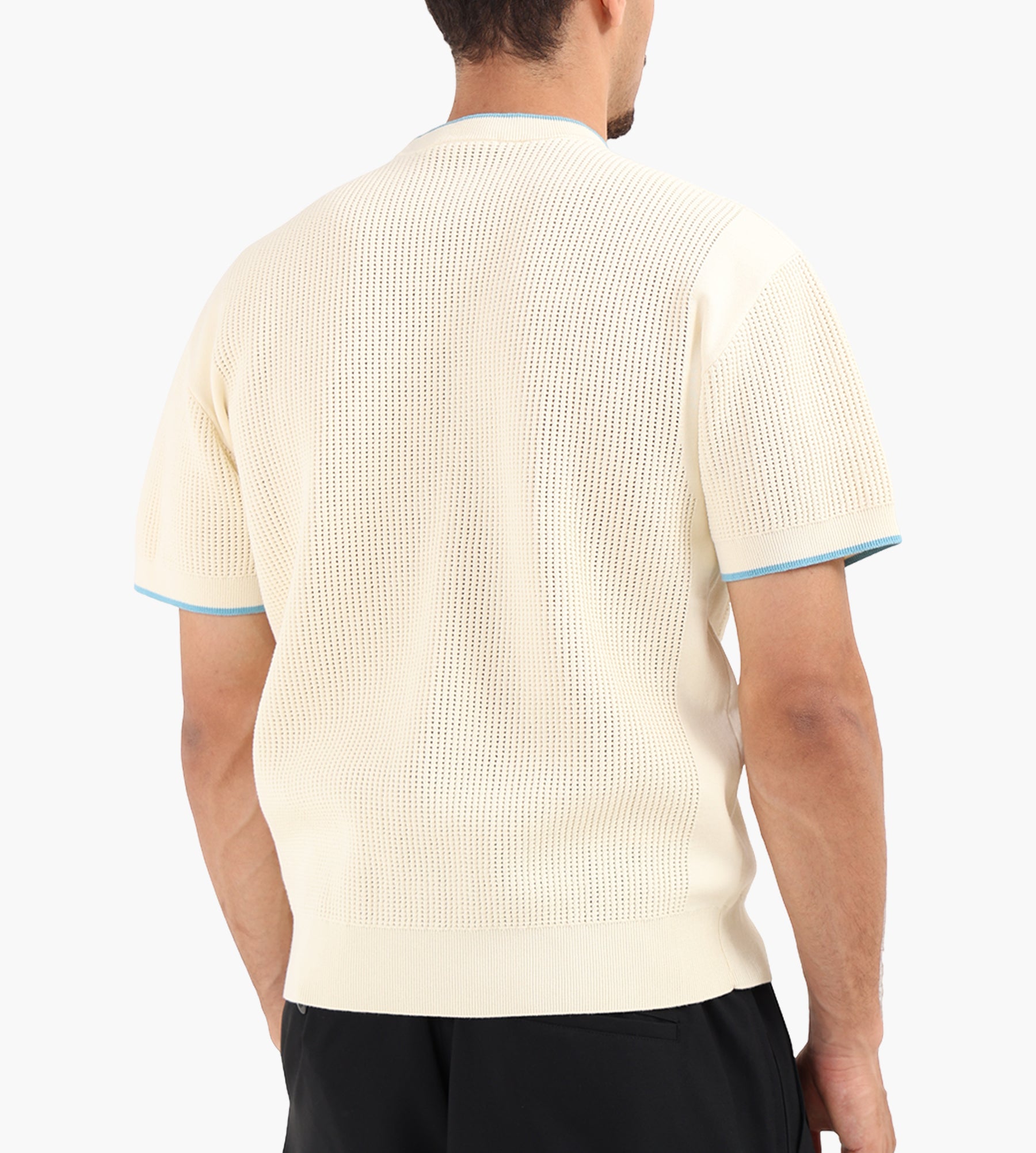 Drôle de Monsieur Drùle 1990 Openwork Knit T-Shirt Off White