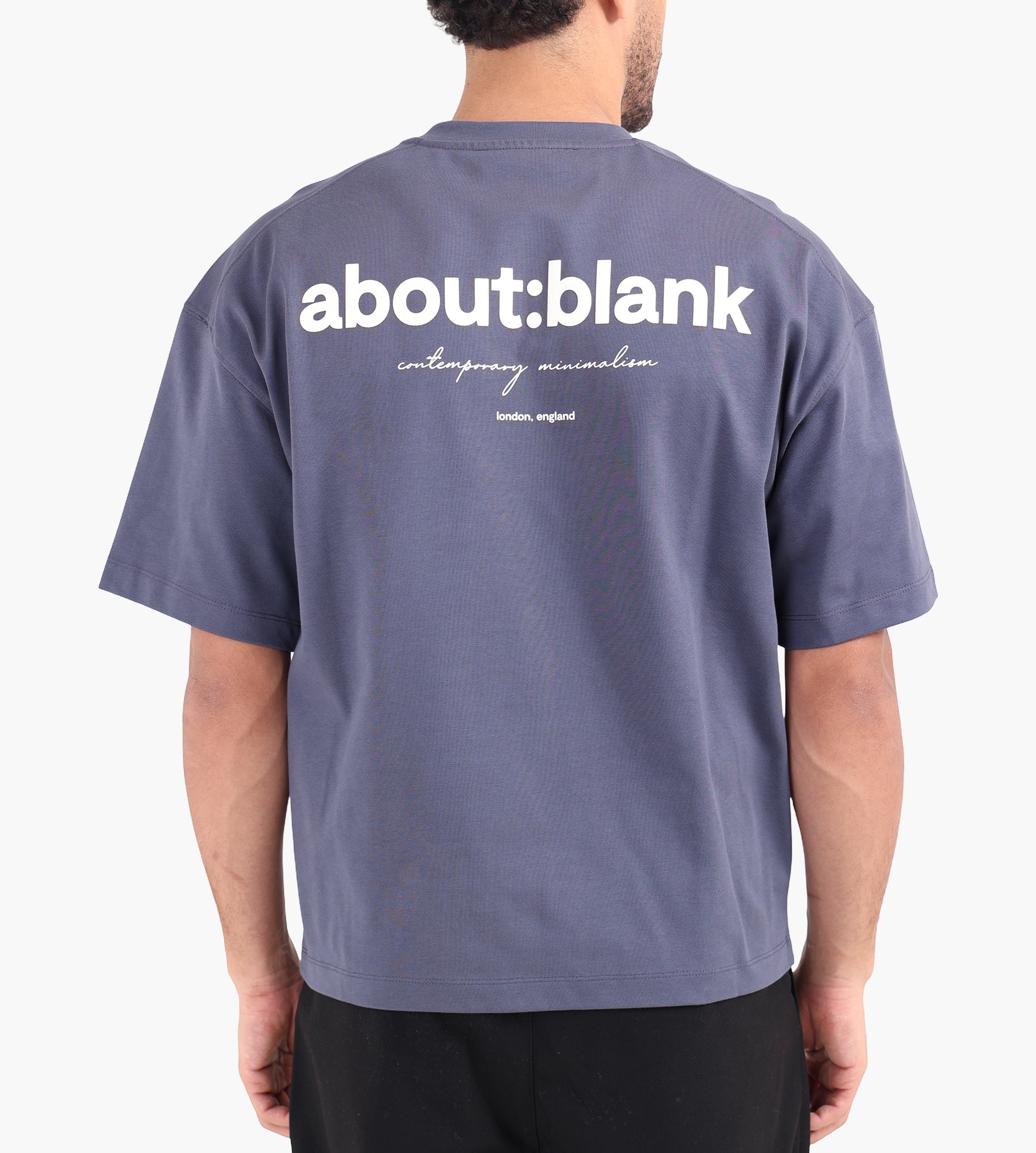 about:blank Box T-Shirt Cotton Smoke Blue Ecru