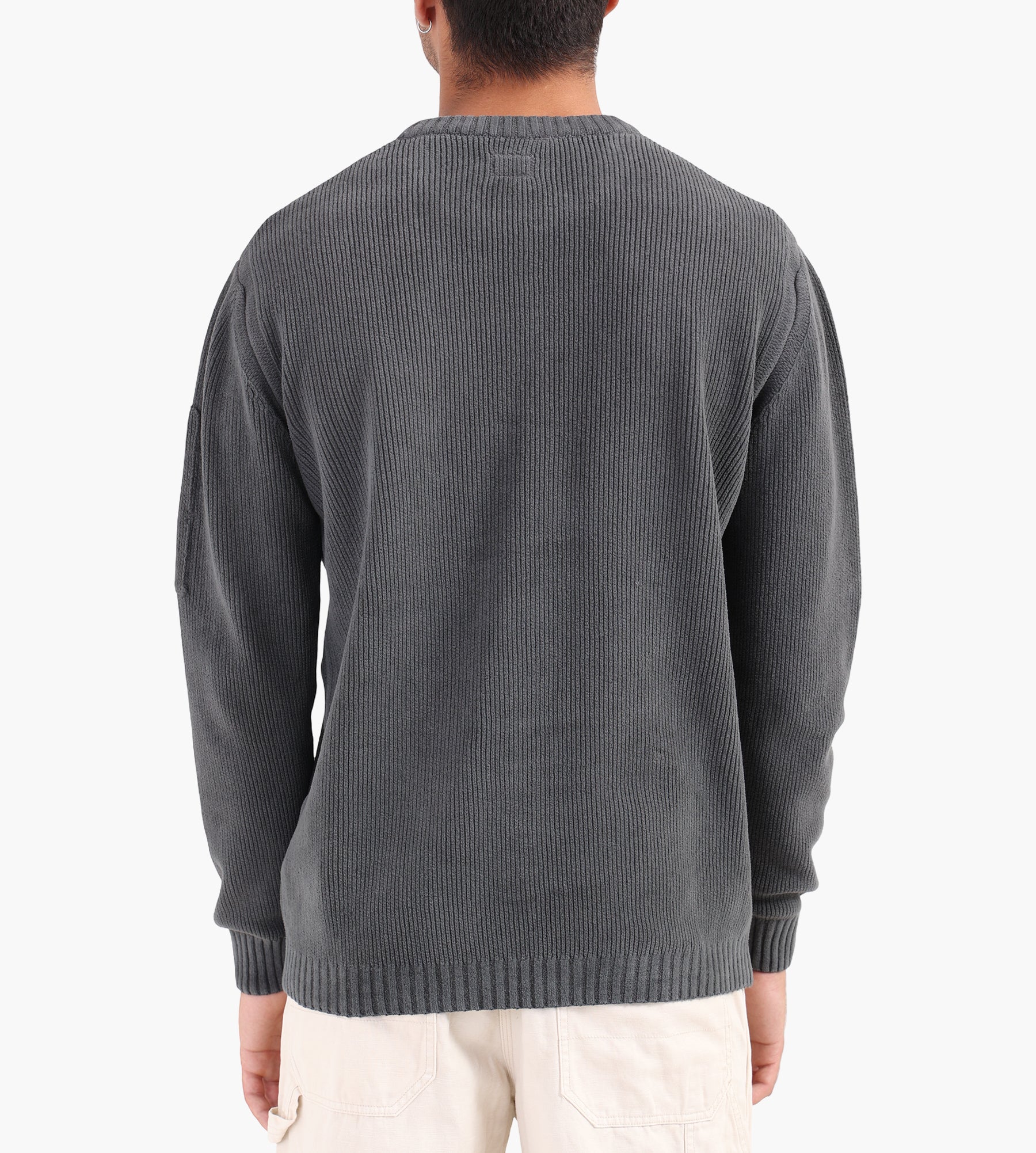 C.P. Company Knitwear Crew Neck In Chenille Cotton Dark Shadow