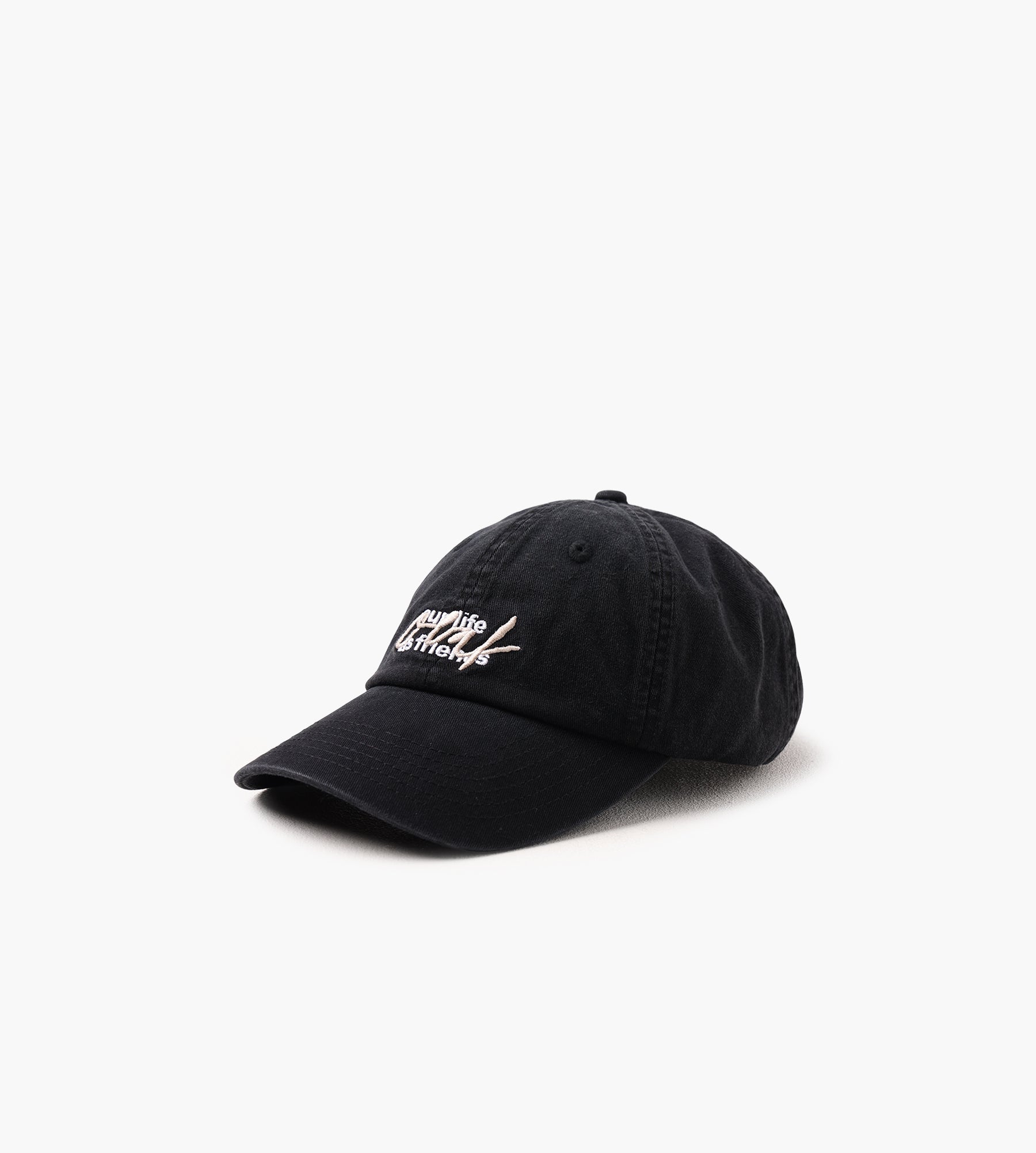 OLAF Script Logo Washed Cap Black