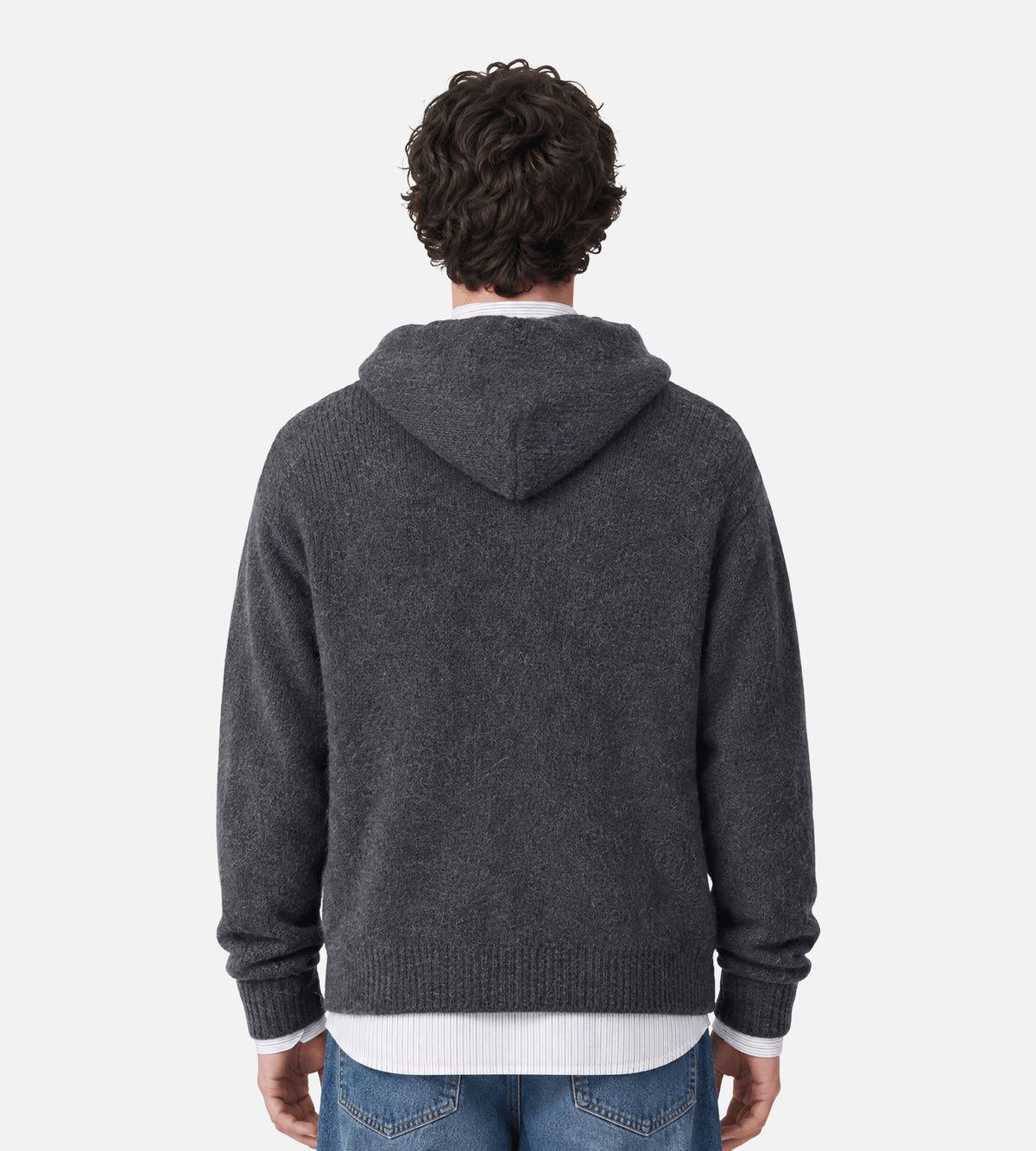 OLAF Zip Knitted Hoodie Charcoal