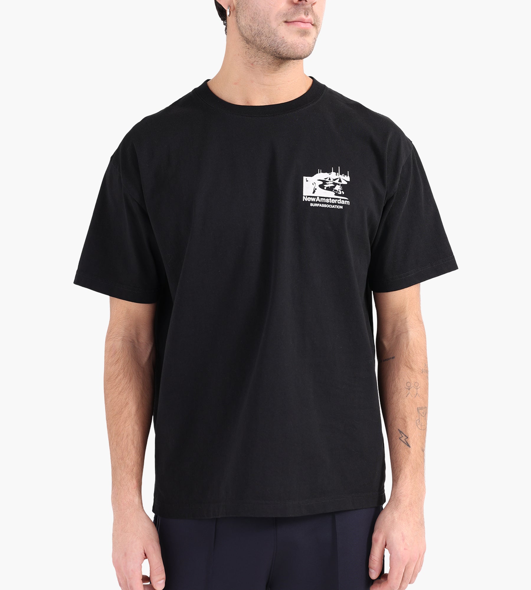 New Amsterdam Surf Association Beach Sign Tee Black