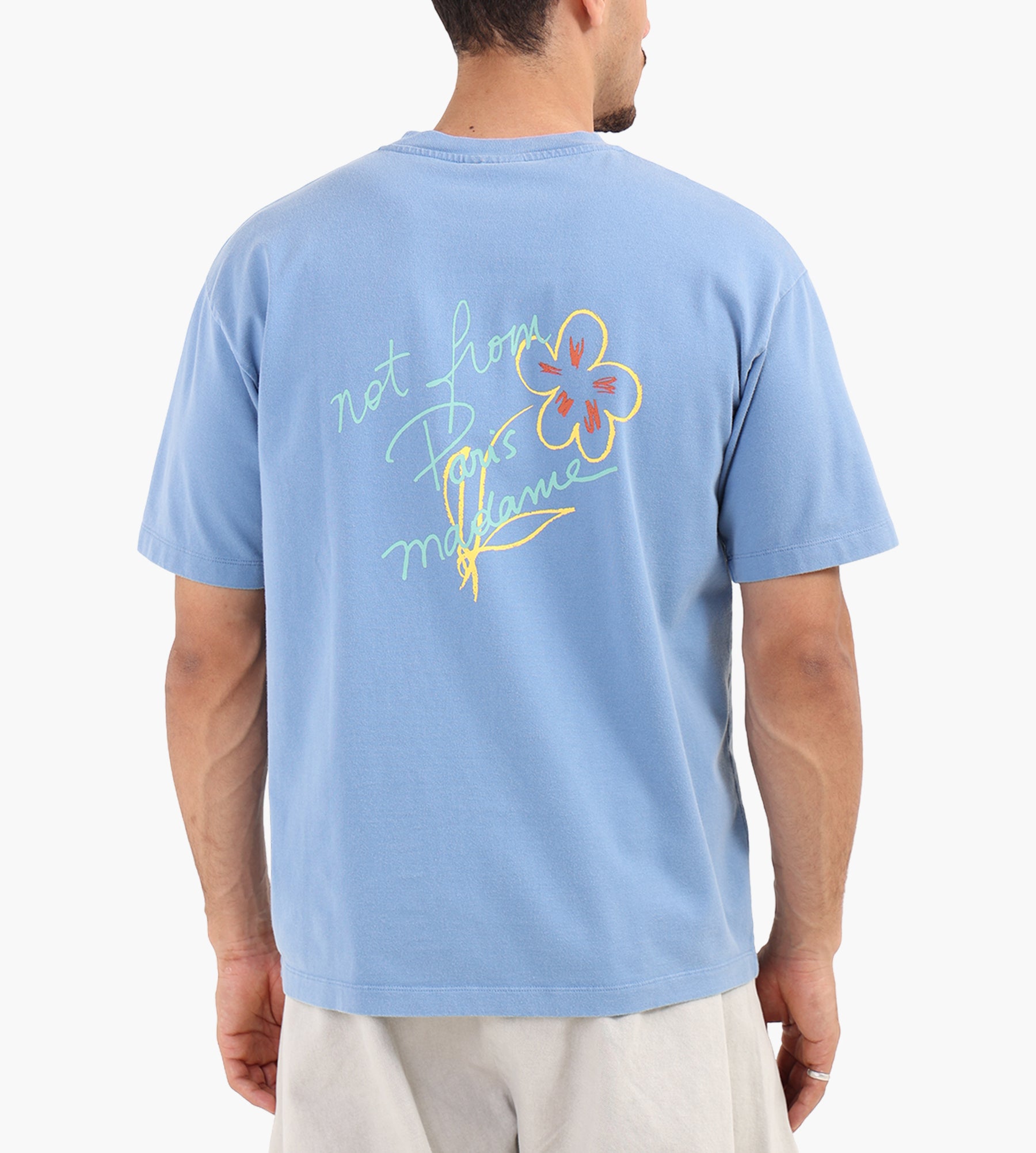 Drôle de Monsieur Esquisse Slogan T-Shirt Light Blue