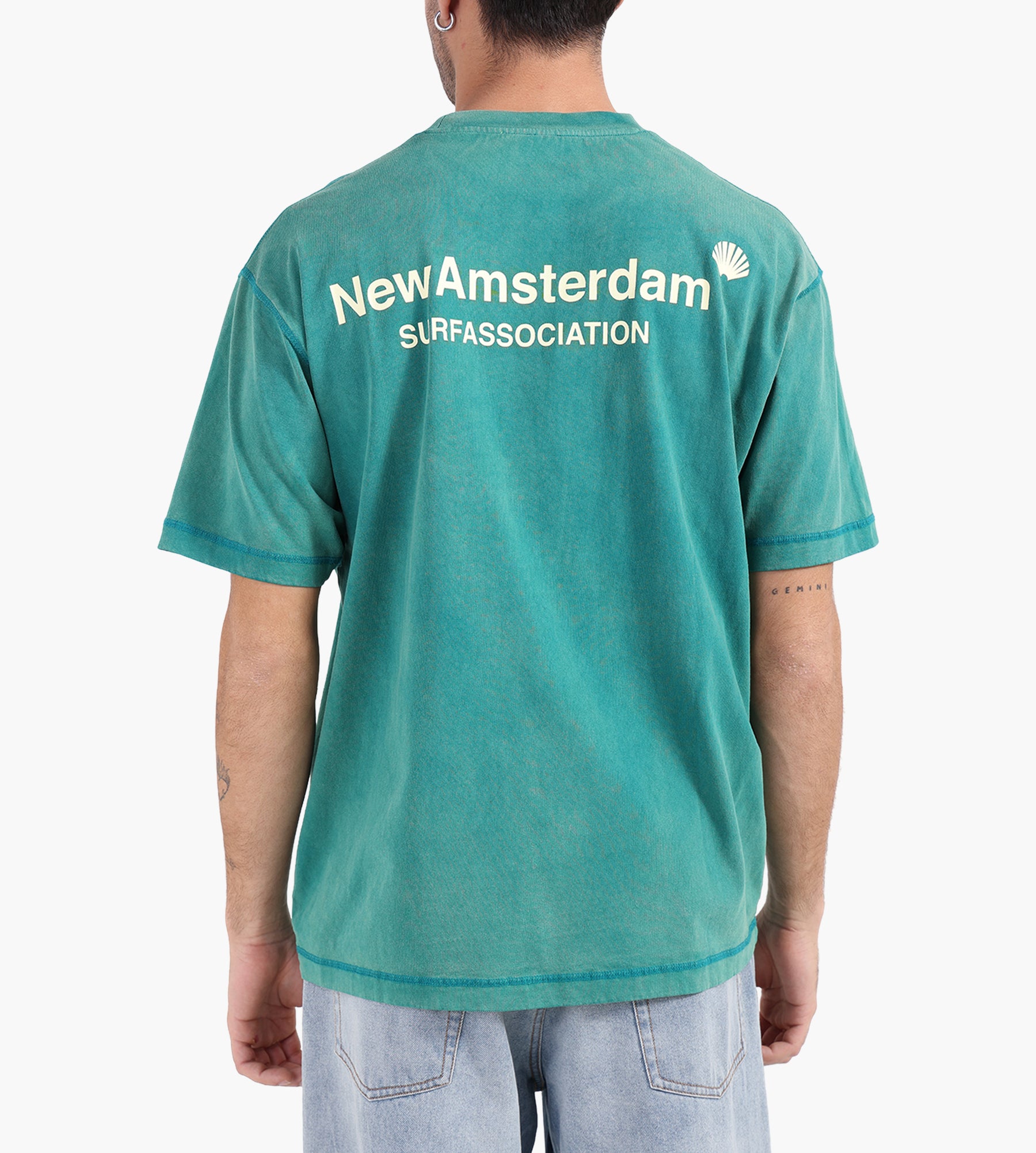 New Amsterdam Surf Association Logo Tee Sea Green Butter Yellow