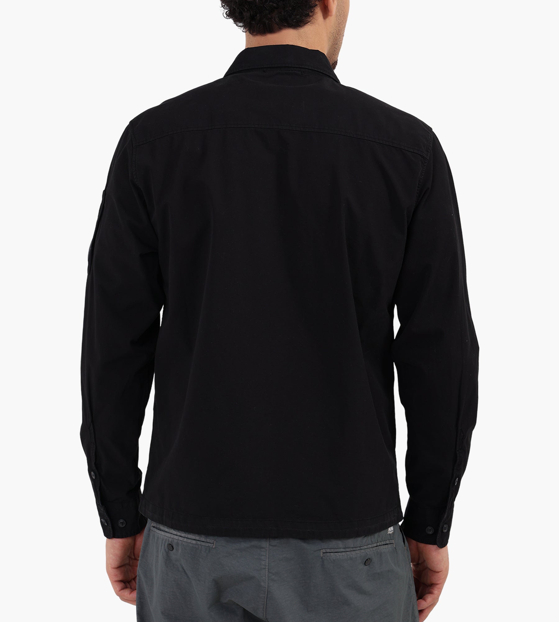 C.P. Company Organic Gabardine Zipped Lens Overshirt Black