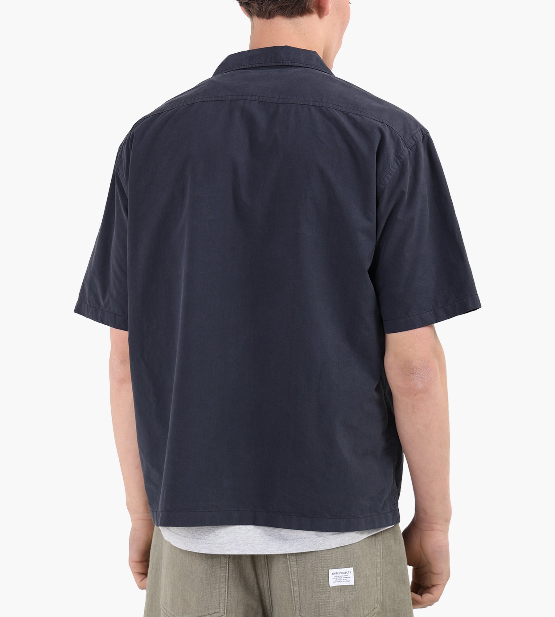Norse Projects Mols Tencel Short Sleeve Shirt Dark Navy