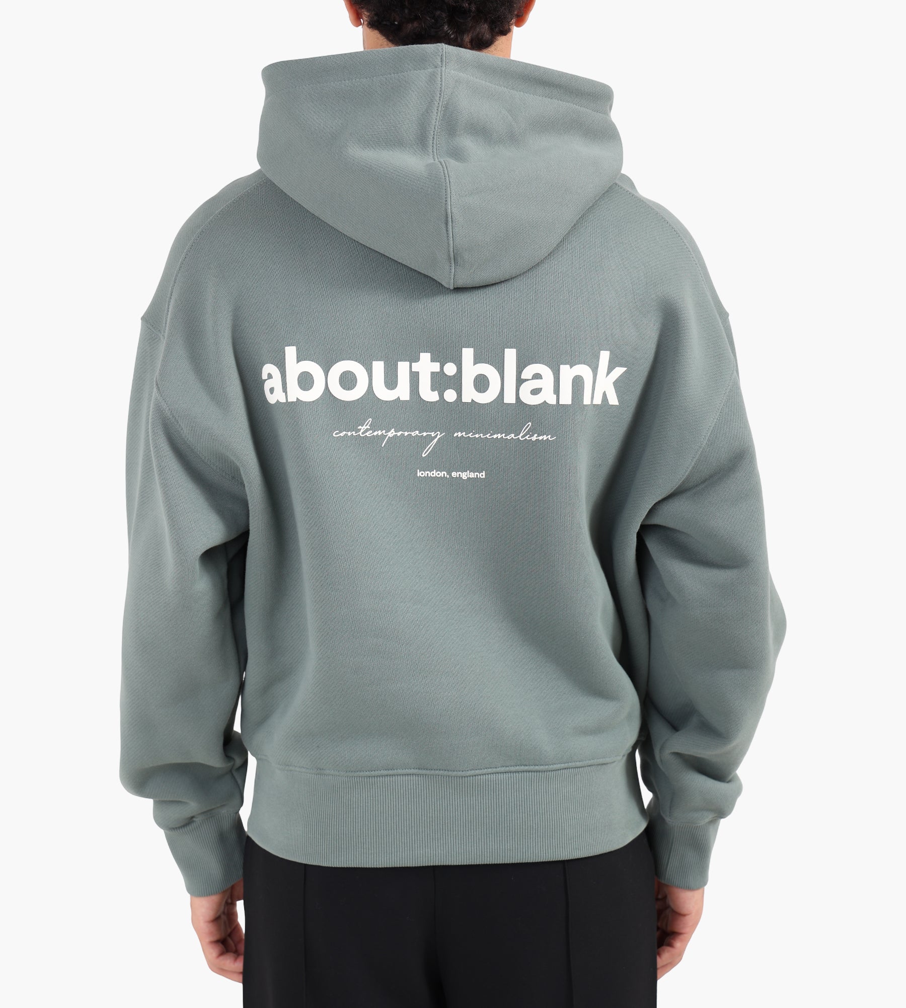 about:blank Box Hoodie Cotton Sage Ecru