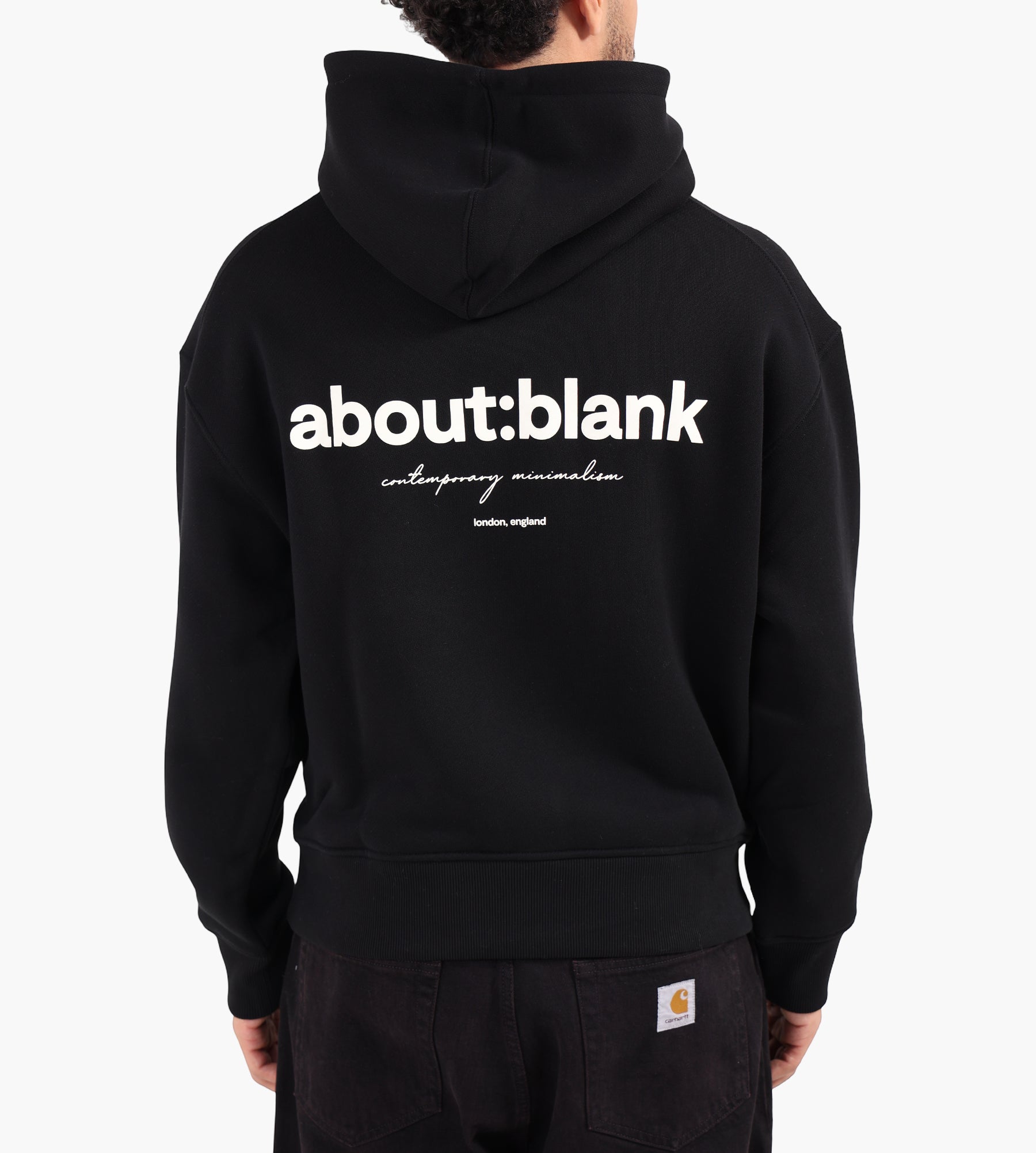about:blank Box Hoodie Cotton Black Ecru