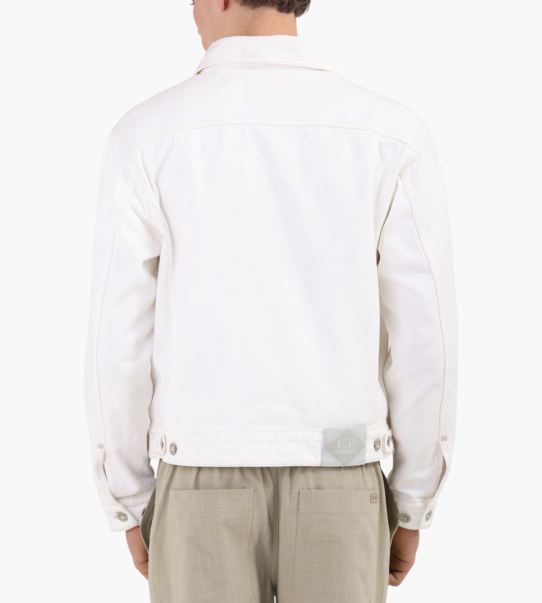 C.P. Company Outerwear Short Jacket In Bull Denim 10 Oz Gauze White