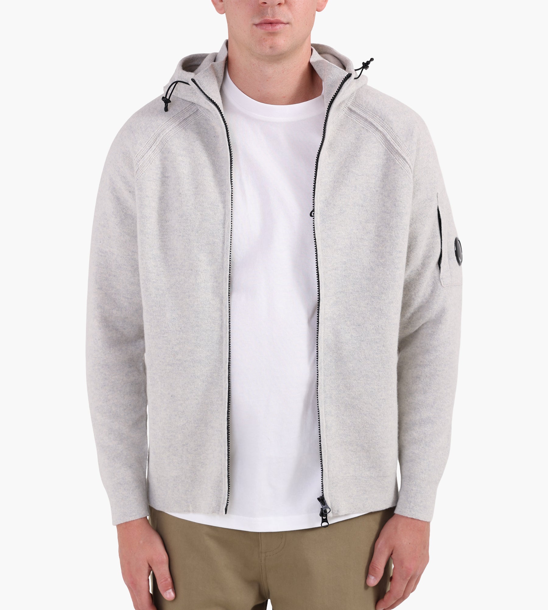 C.P. Company Knitwear Cardigan In Lambswool Grs Off White Melange