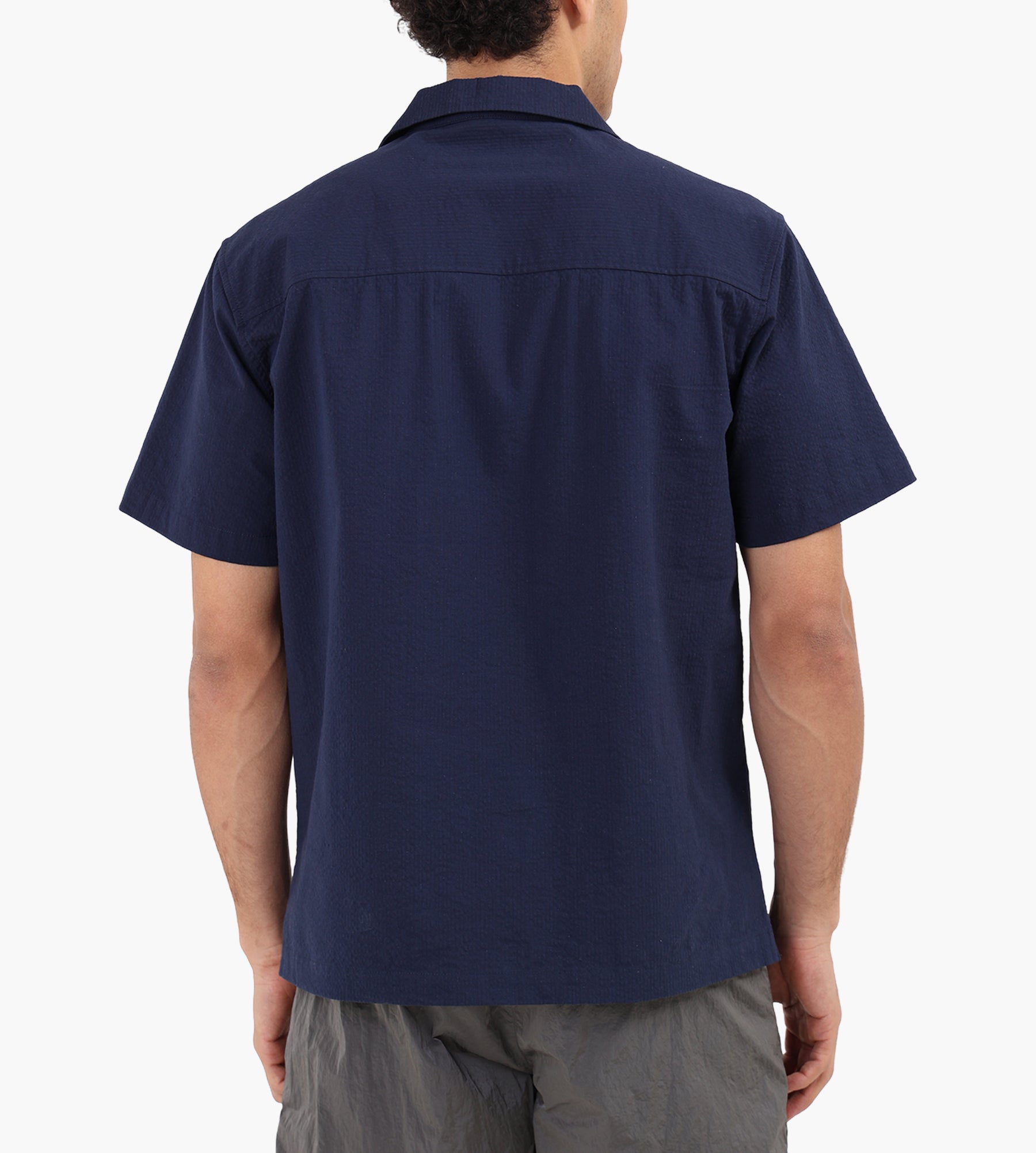 OLAF Seersucker Camp Shirt Navy