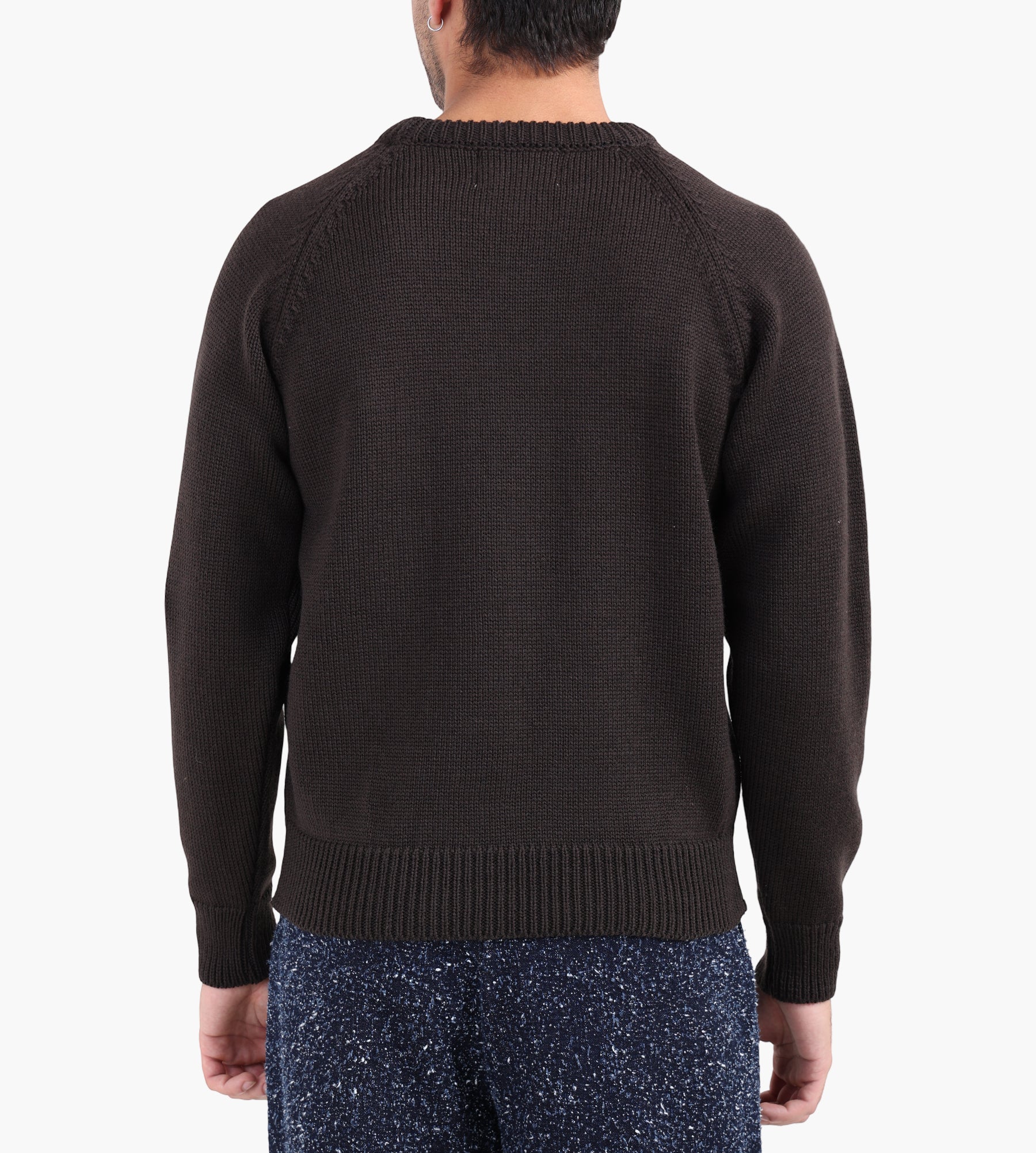 Café-Mountain Note Jacquard Raglan Knit Earth And Oat