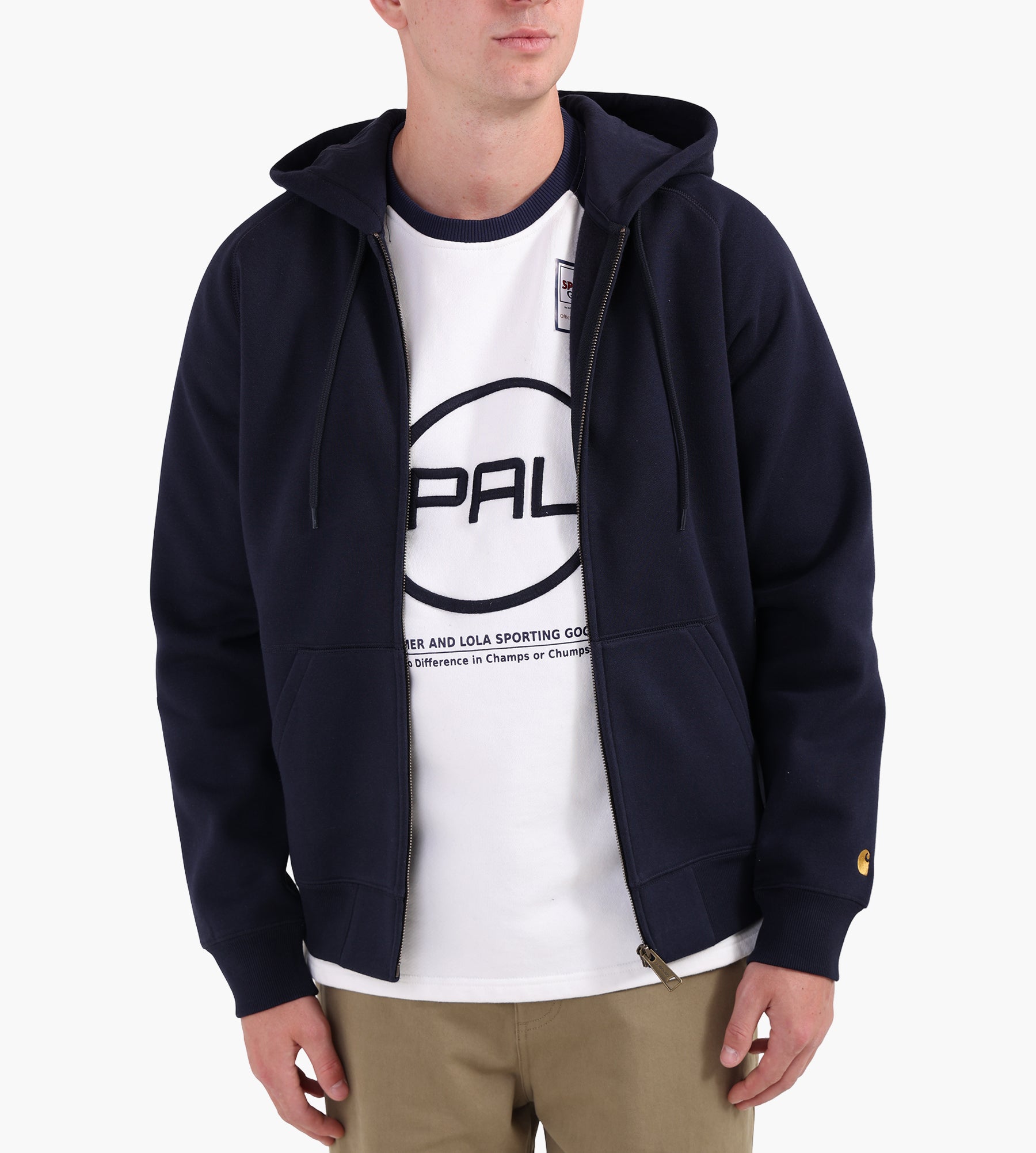 Carhartt WIP Hooded Chase Jacket Dark Navy Gold