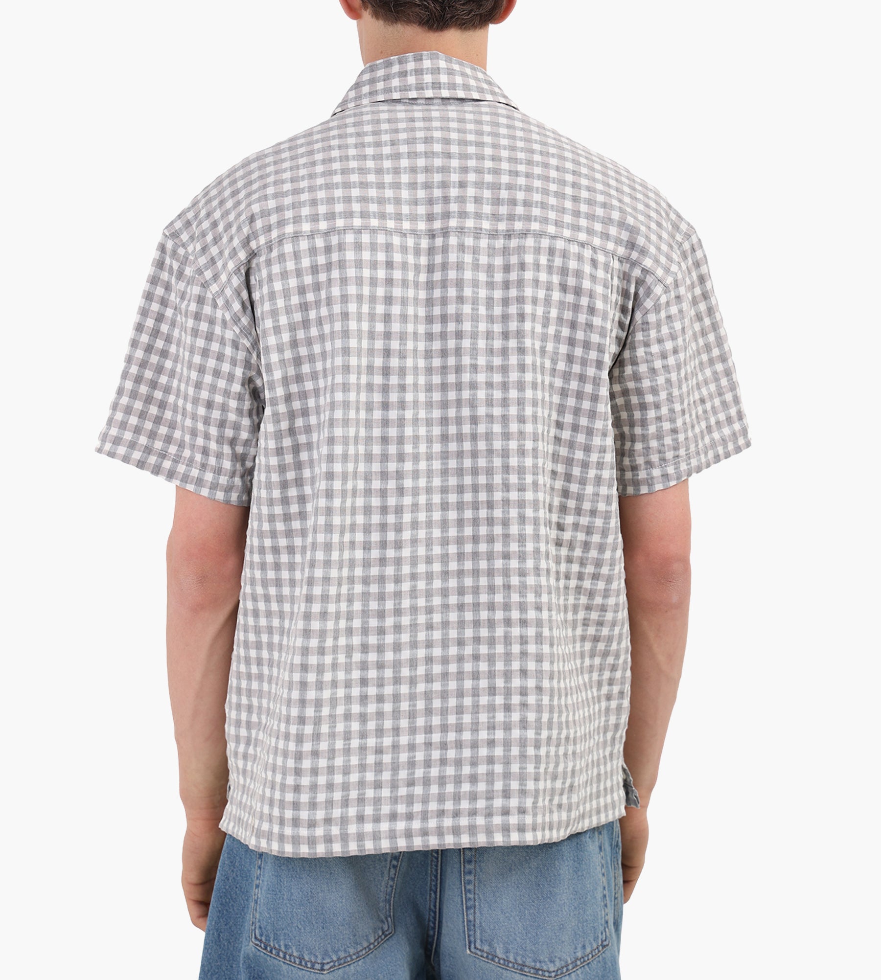 OLAF Check Boxy Short Sleeve Shirt Heather Grey
