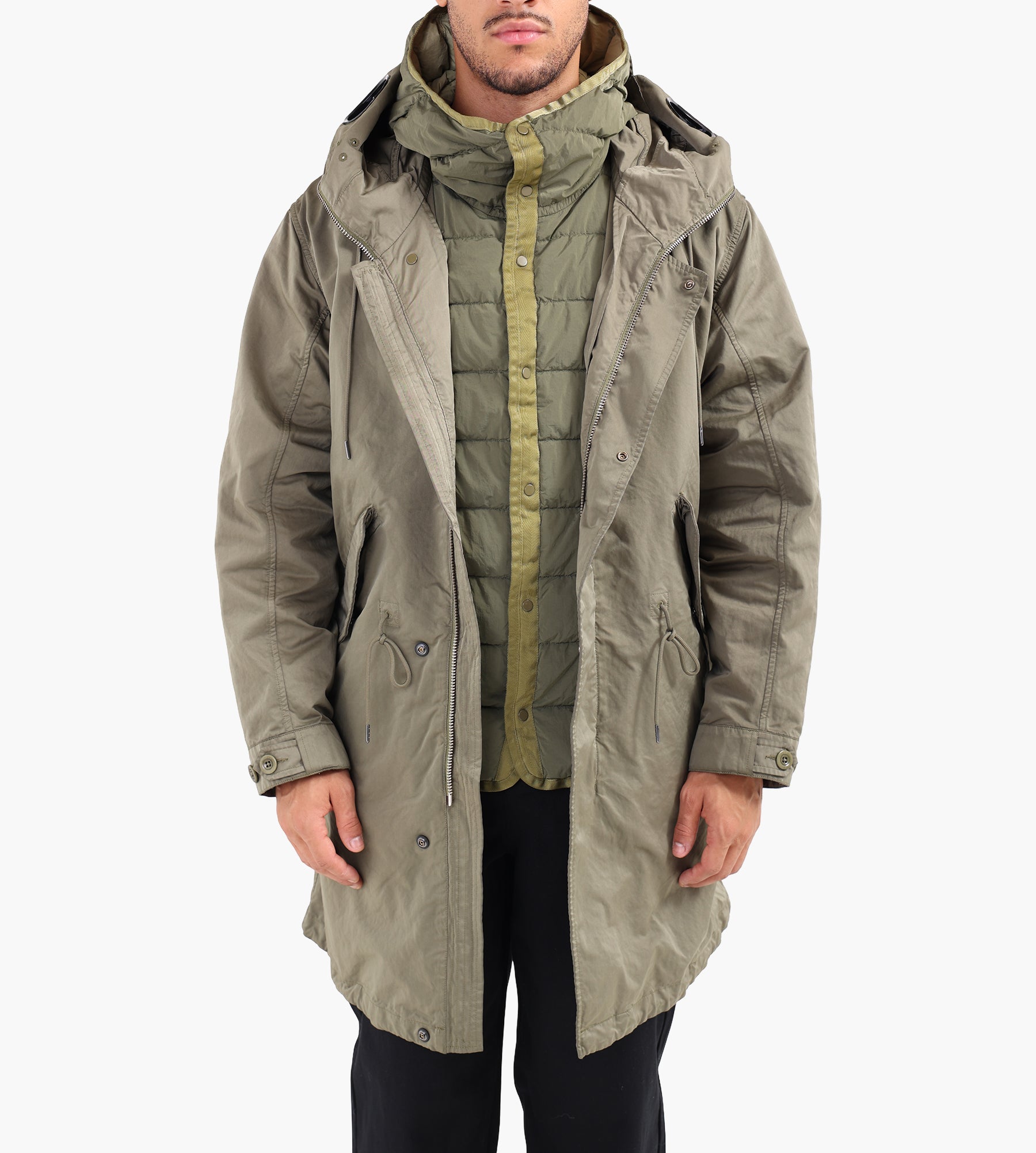 C.P. Company Long Jacket In Micro Kei Capers