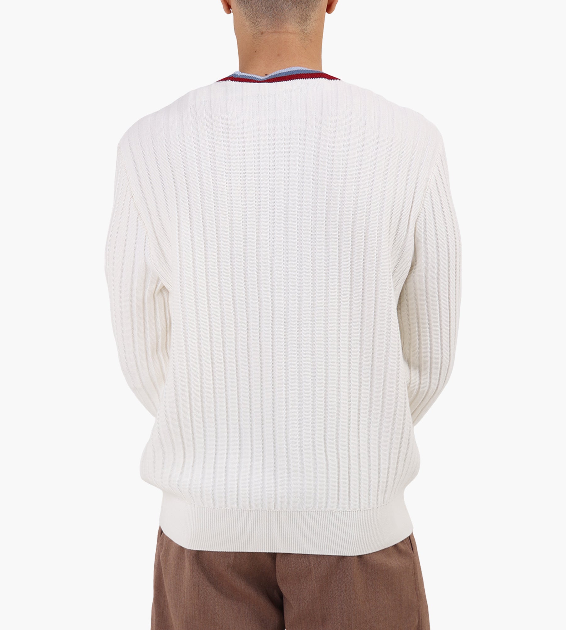 Lacoste 1HA1 Men's Sweater Blanc Bleu Clair