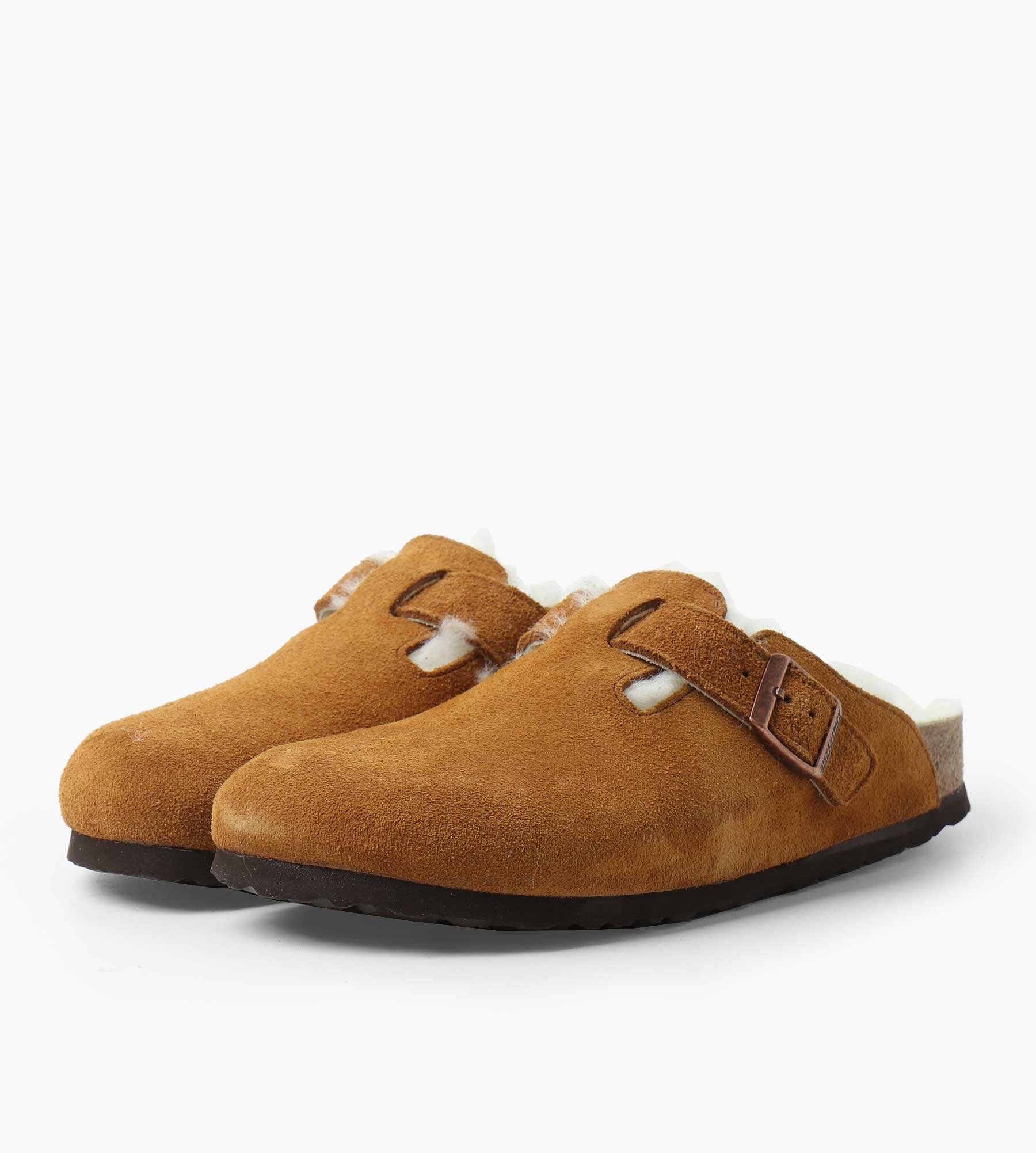 Birkenstock Boston Shearling Suede Leather Fur Mink