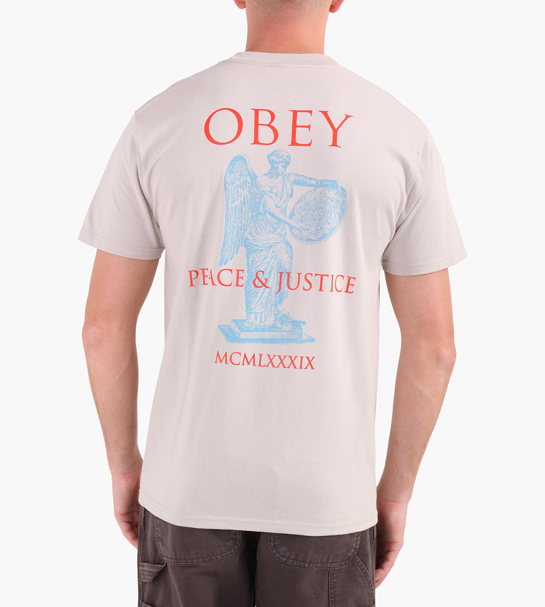 Obey Obey Peace & Justice Statue Tee Silver Grey