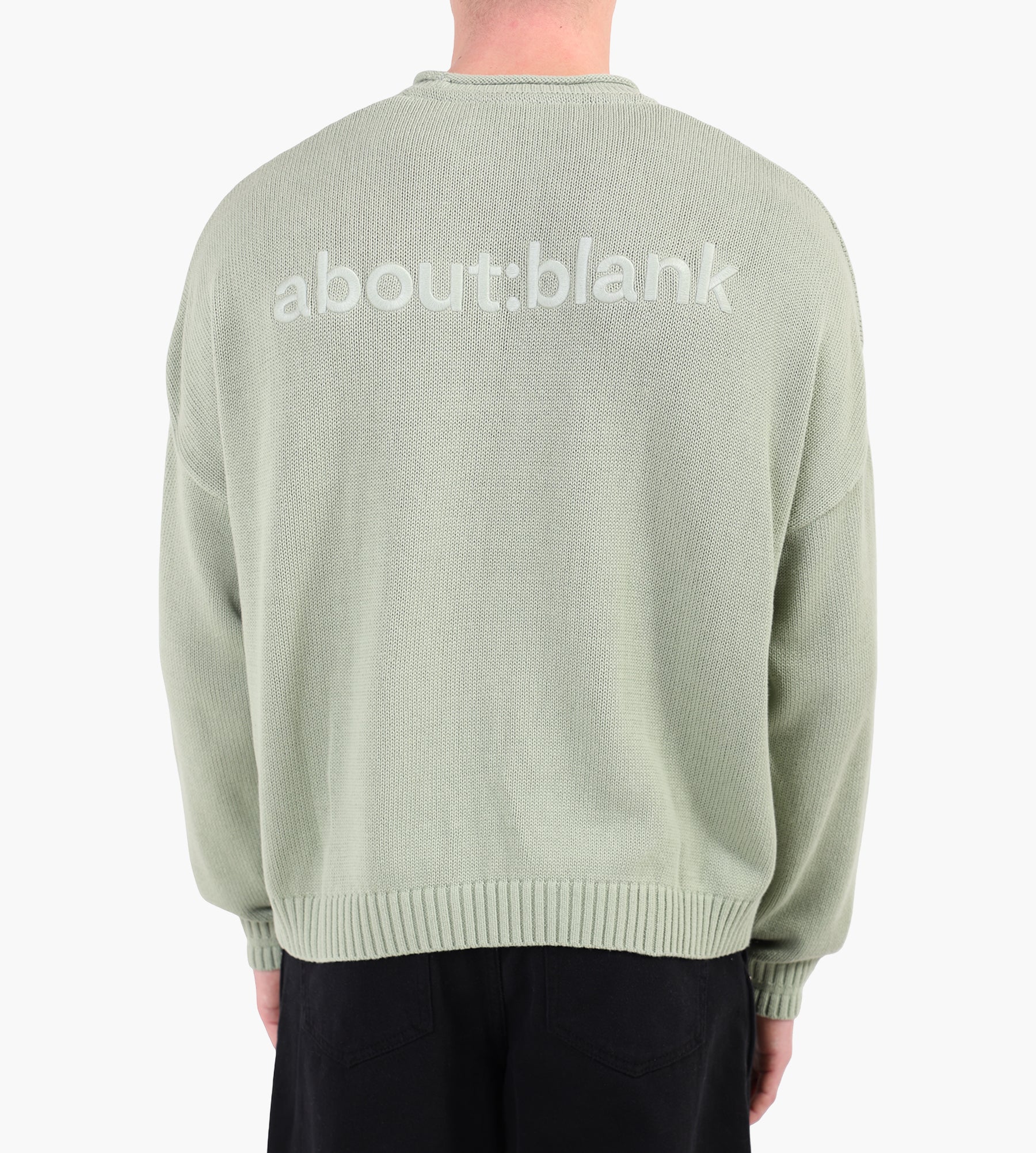 about:blank Loose Knit Rolled Crewneck Cotton Sage