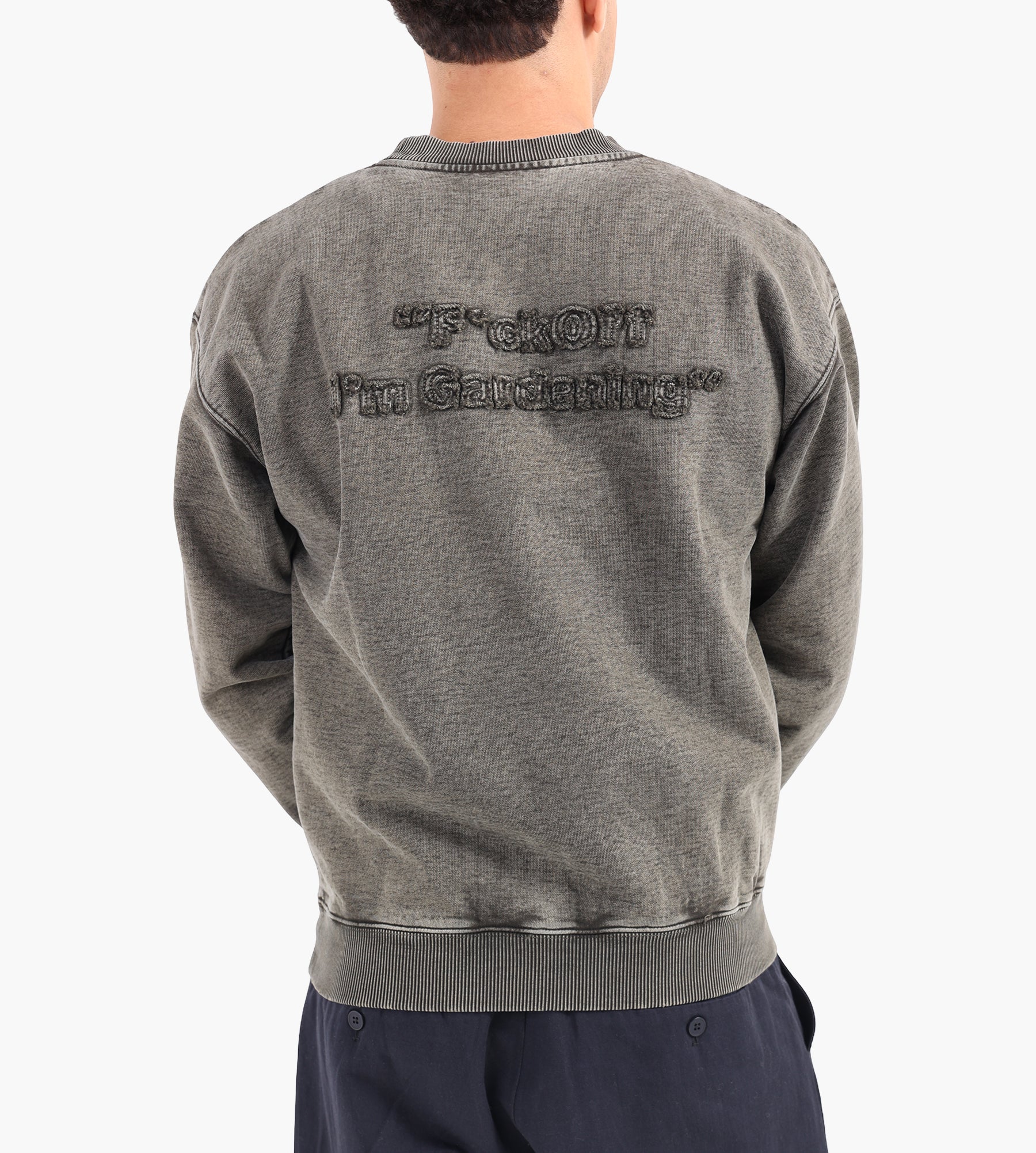 Bram's Fruit Cut & Sew “F*ck Off” Crewneck Washed Charcoal Black