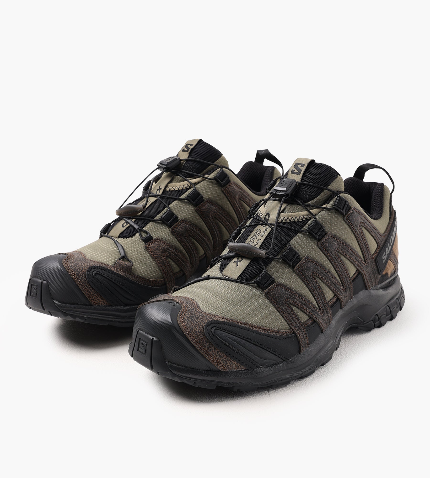 Salomon XA PRO 3D DISTRESSED LEATHER Dark Earth Black Deep Lichen Green