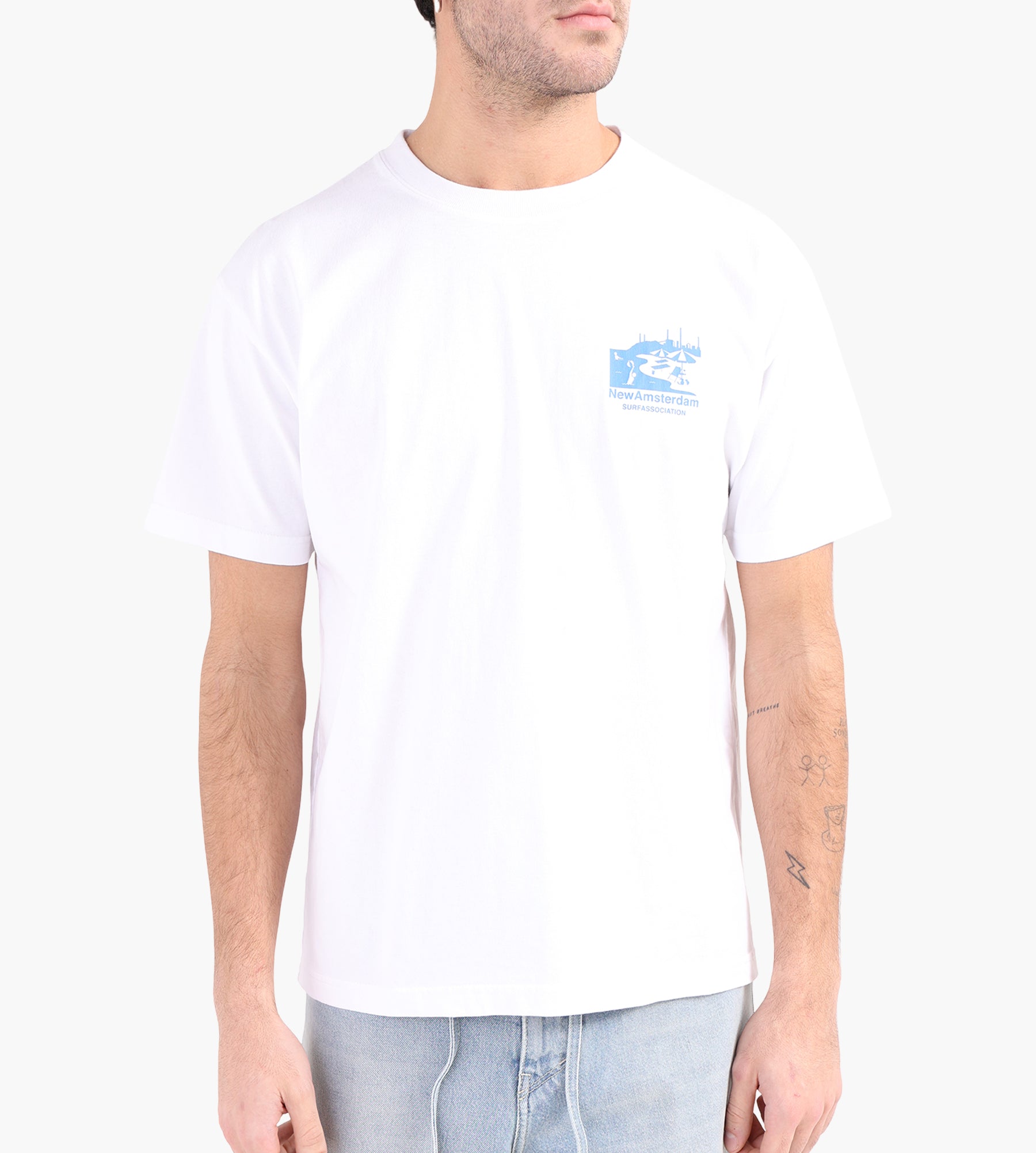 New Amsterdam Surf Association Beach Sign Tee White