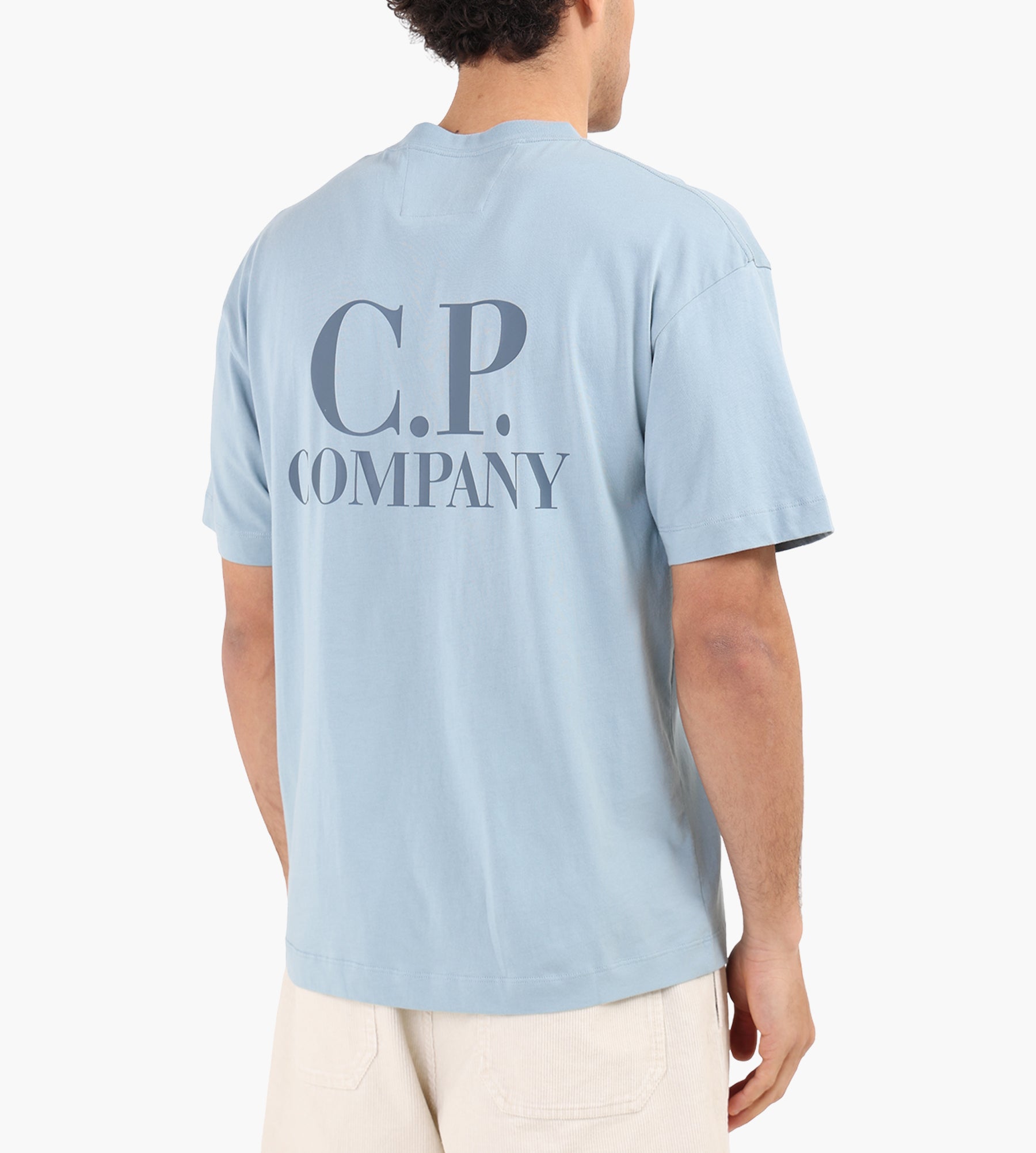 C.P. Company 30/1 Jersey Logo T-Shirt Silver Blue