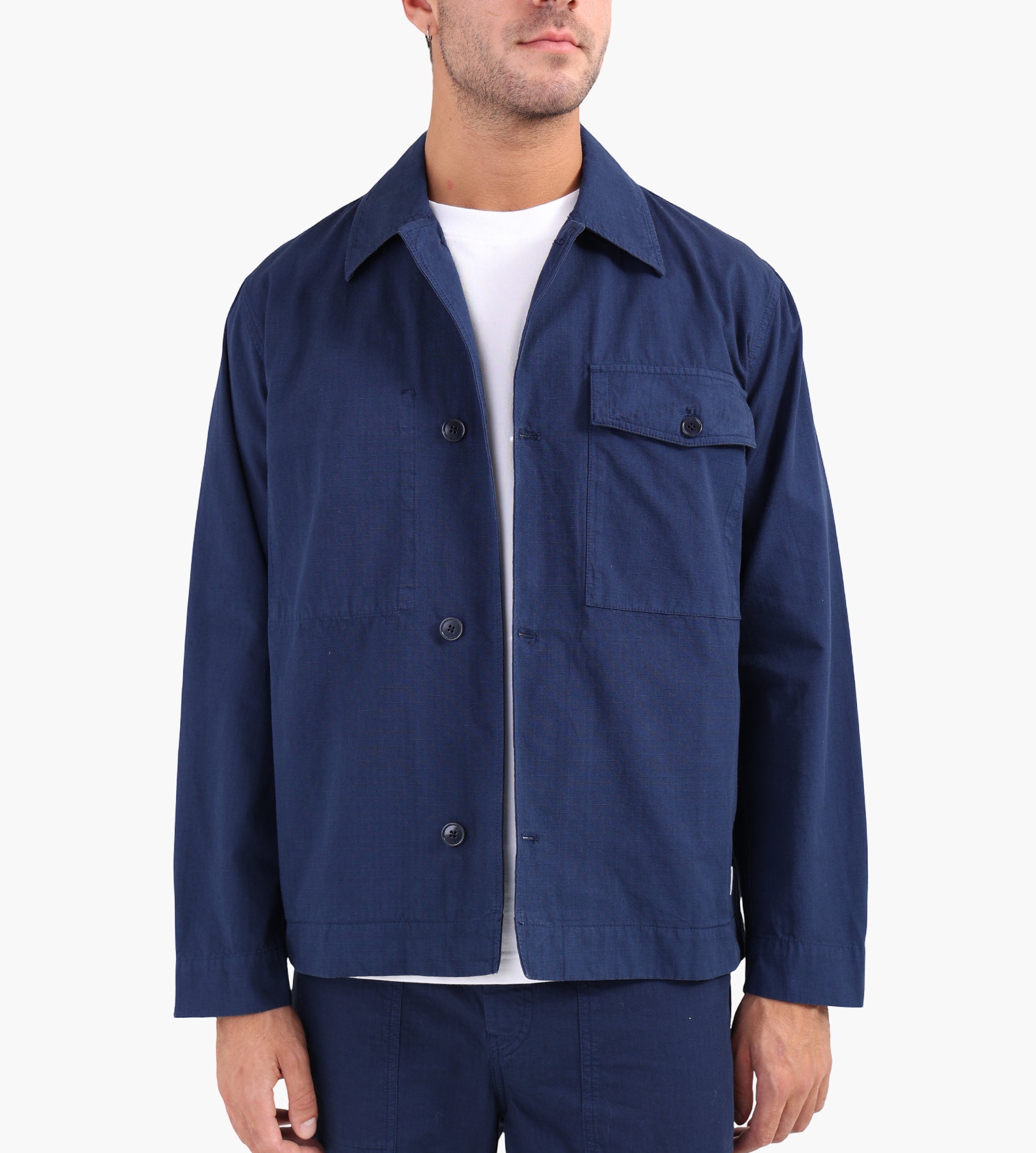 Norse Projects Folke Cotton Ripstop Overshirt Workwear Blue
