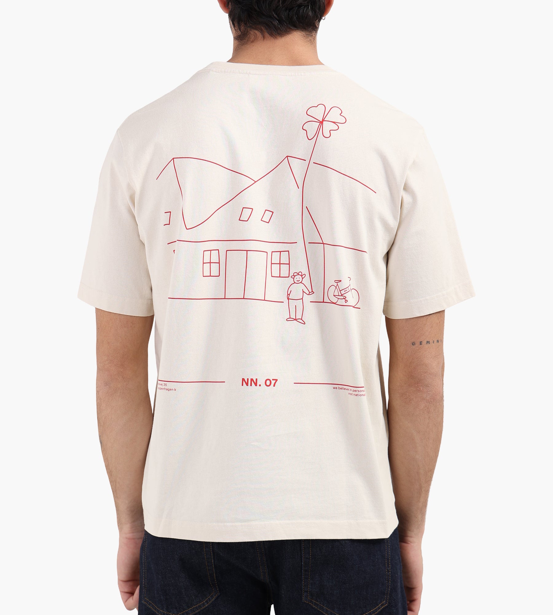 NN.07 Jett Tee Print 30026 Ivory - NN.07 - Clothing