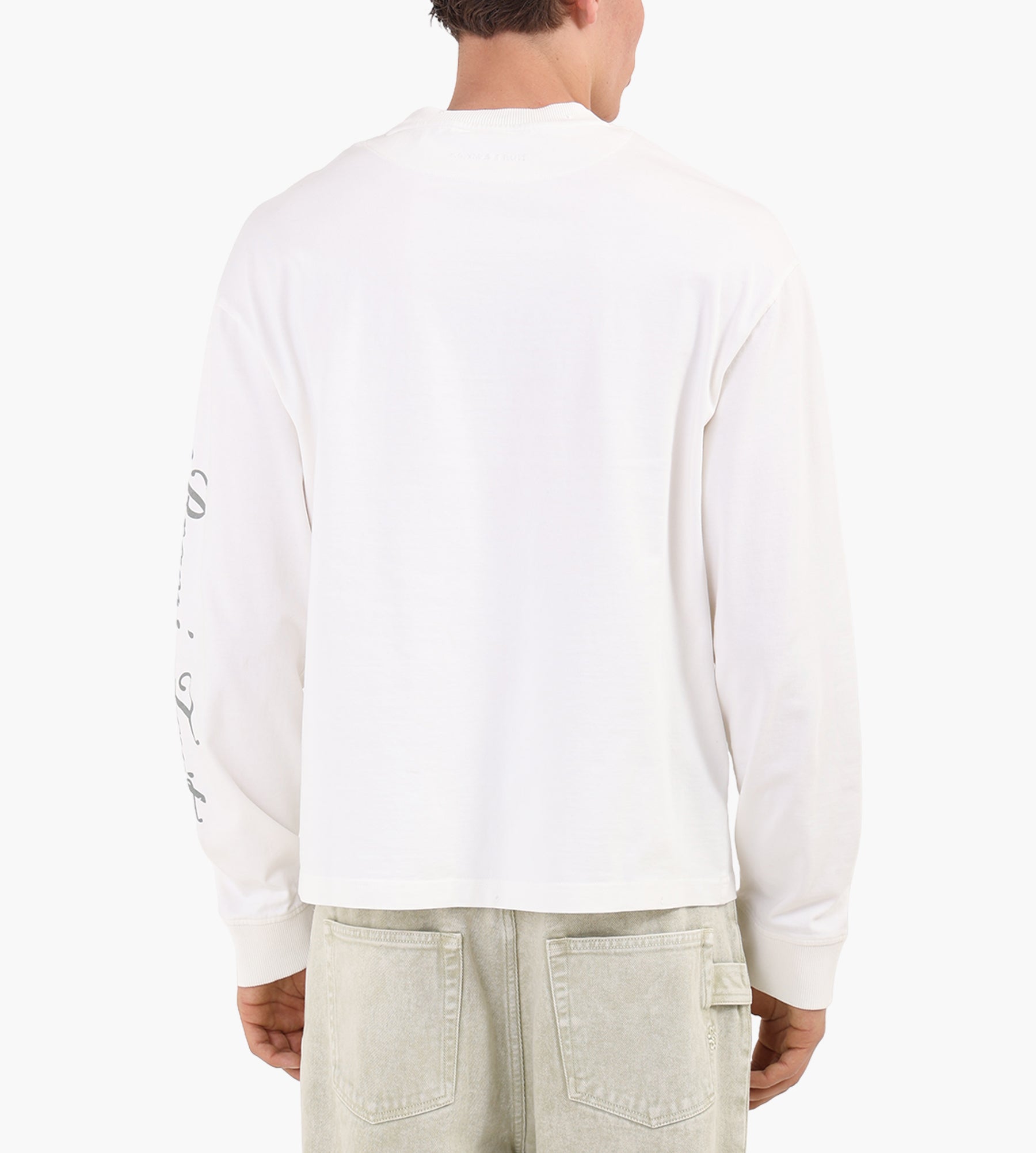 Bram's Fruit Distressed Script Logo Longsleeve Off White